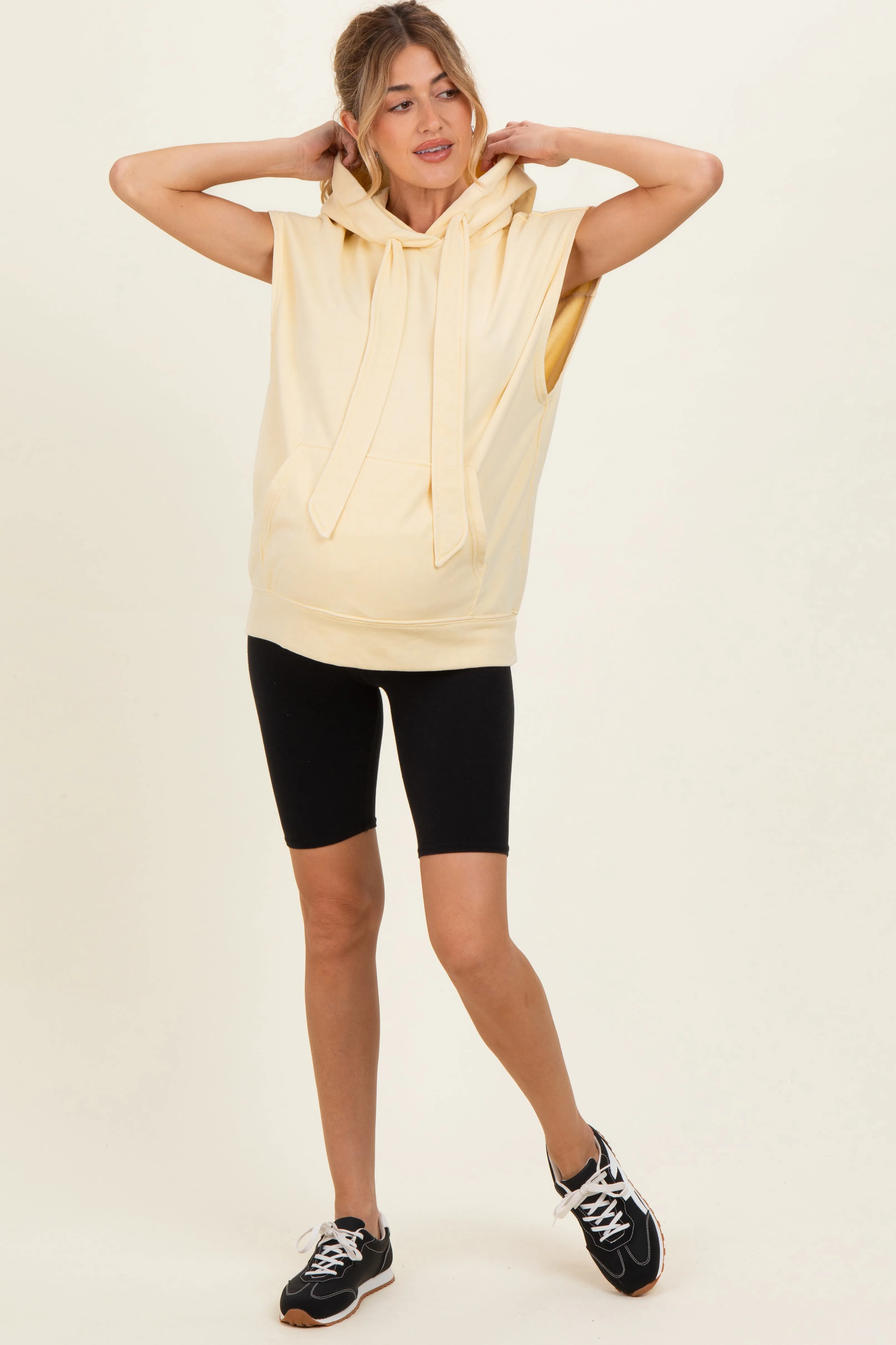 Lemon Mineral Wash Sleeveless Maternity Hoodie sold by Pinkblush product image thumbnail 3