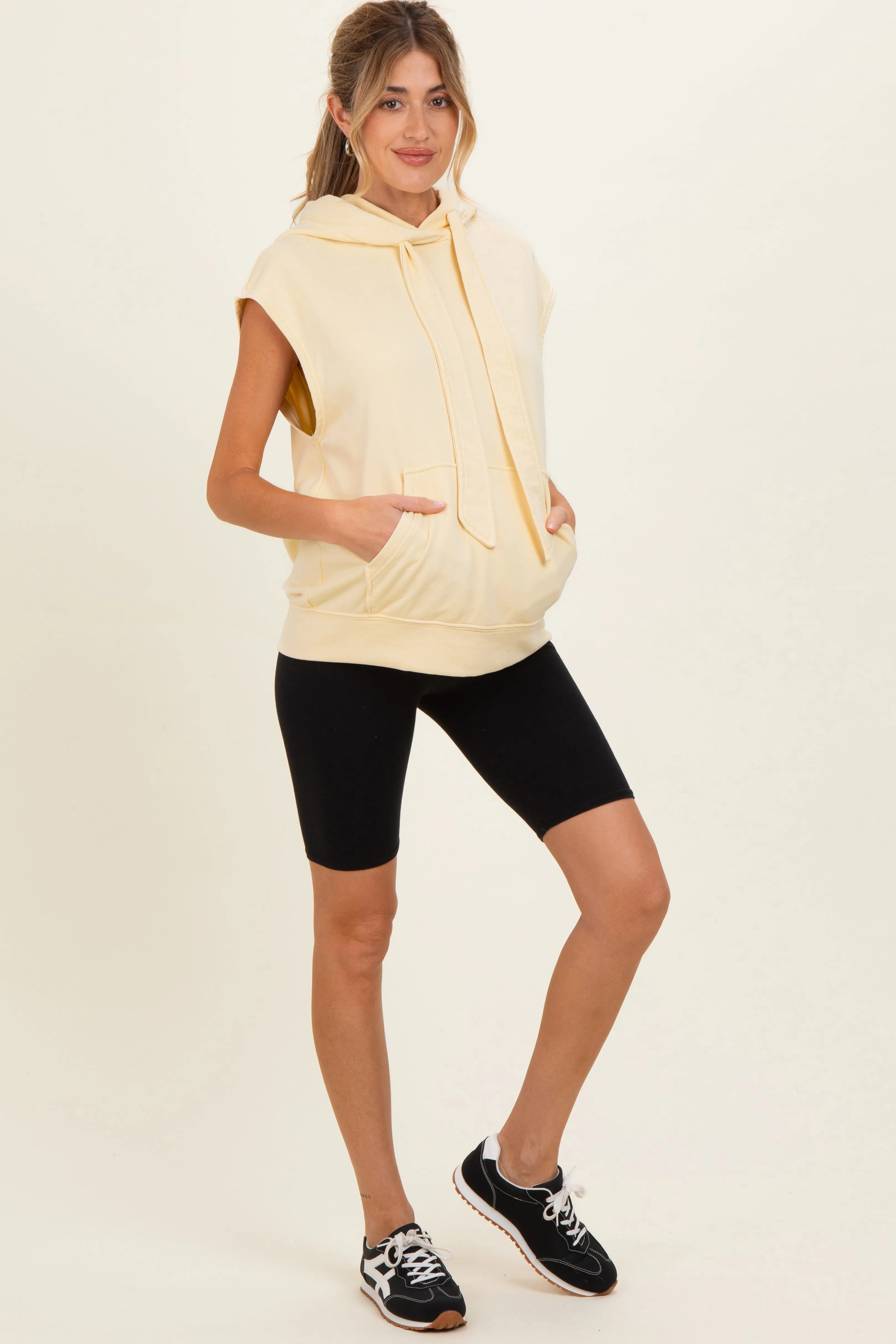 Lemon Mineral Wash Sleeveless Maternity Hoodie sold by Pinkblush product image thumbnail 4