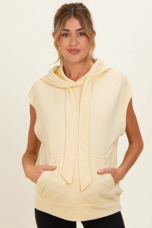 Lemon Mineral Wash Sleeveless Maternity Hoodie made by Rae Mode