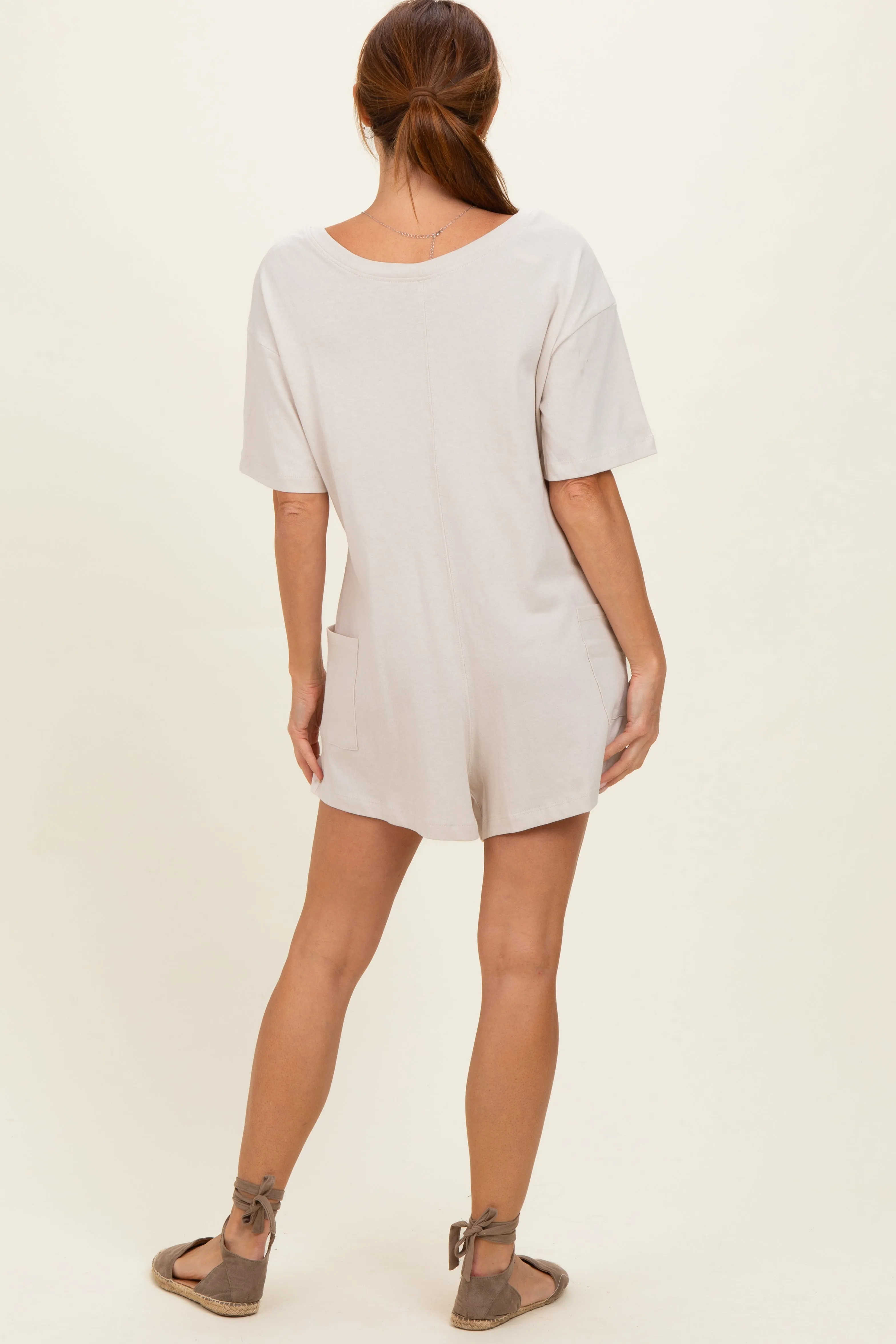 Beige Scoop Neck Romper sold by Pinkblush product image thumbnail 4