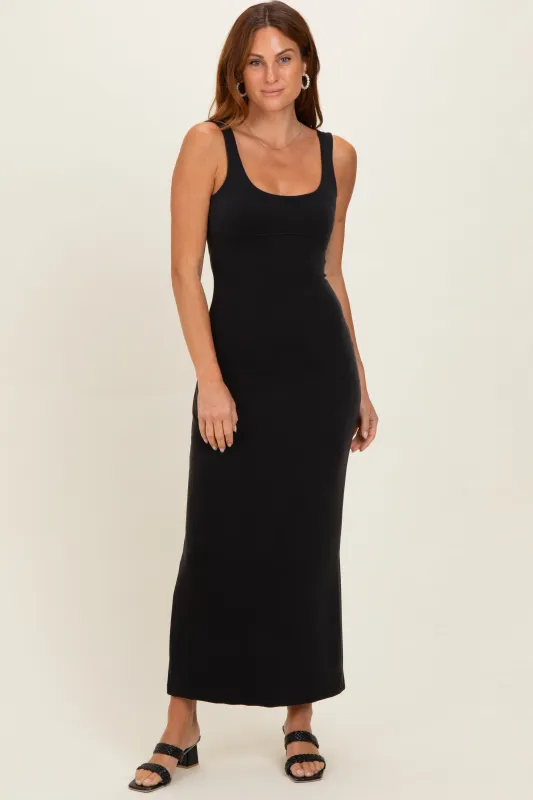 Black Fitted Cutout Maxi Tank Dress made by ANWND