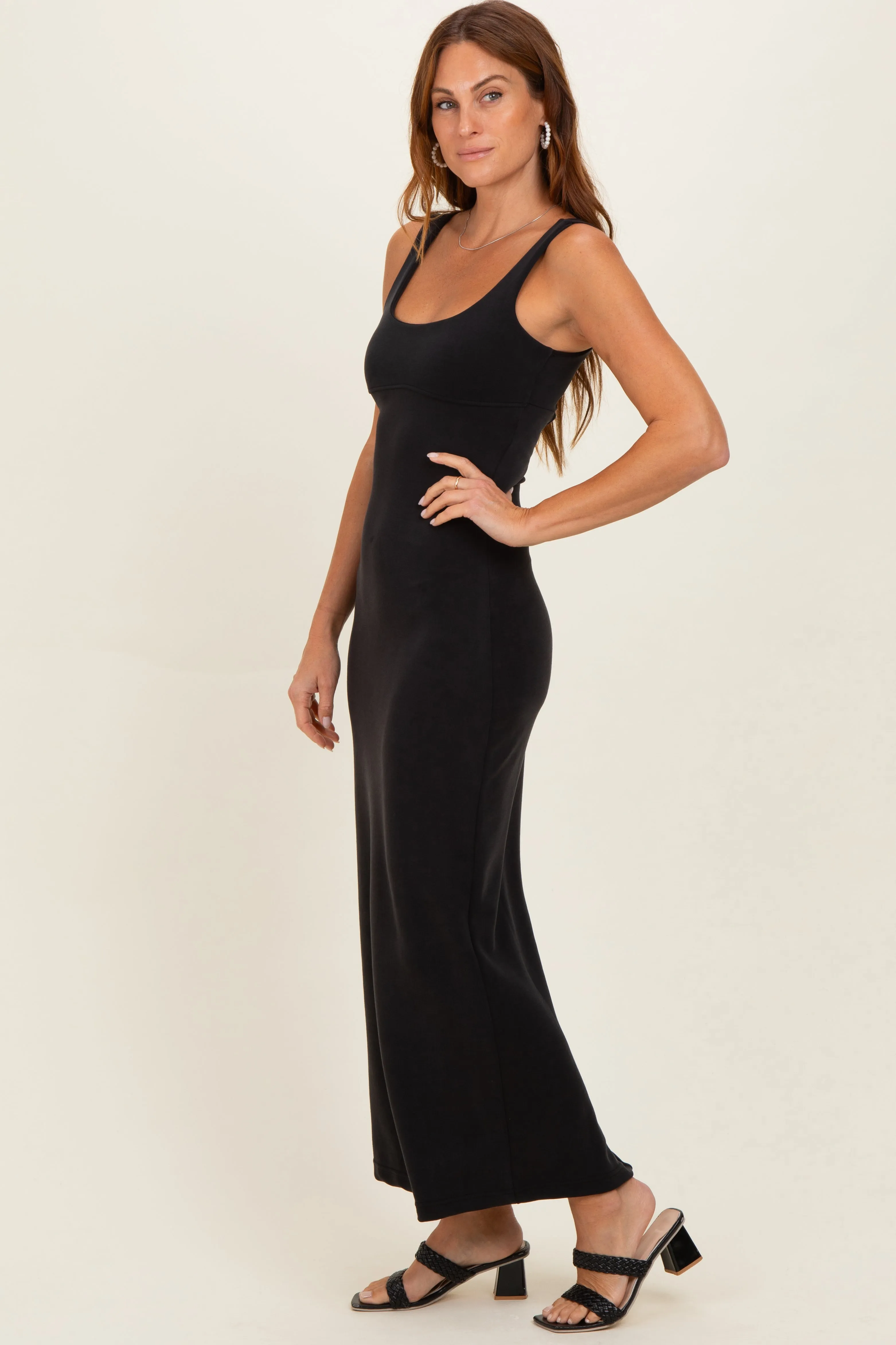 Black Fitted Cutout Maxi Tank Dress sold by Pinkblush product image thumbnail 2