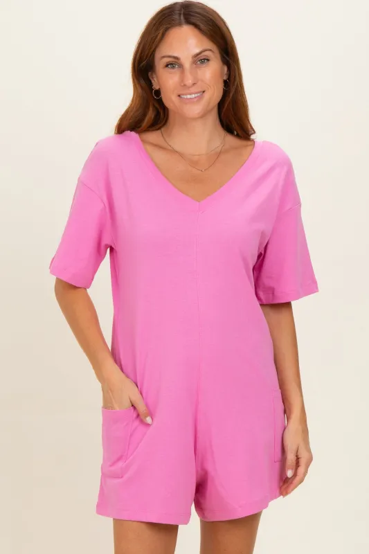 Pink Scoop Neck Romper made by Zenana Outfitters
