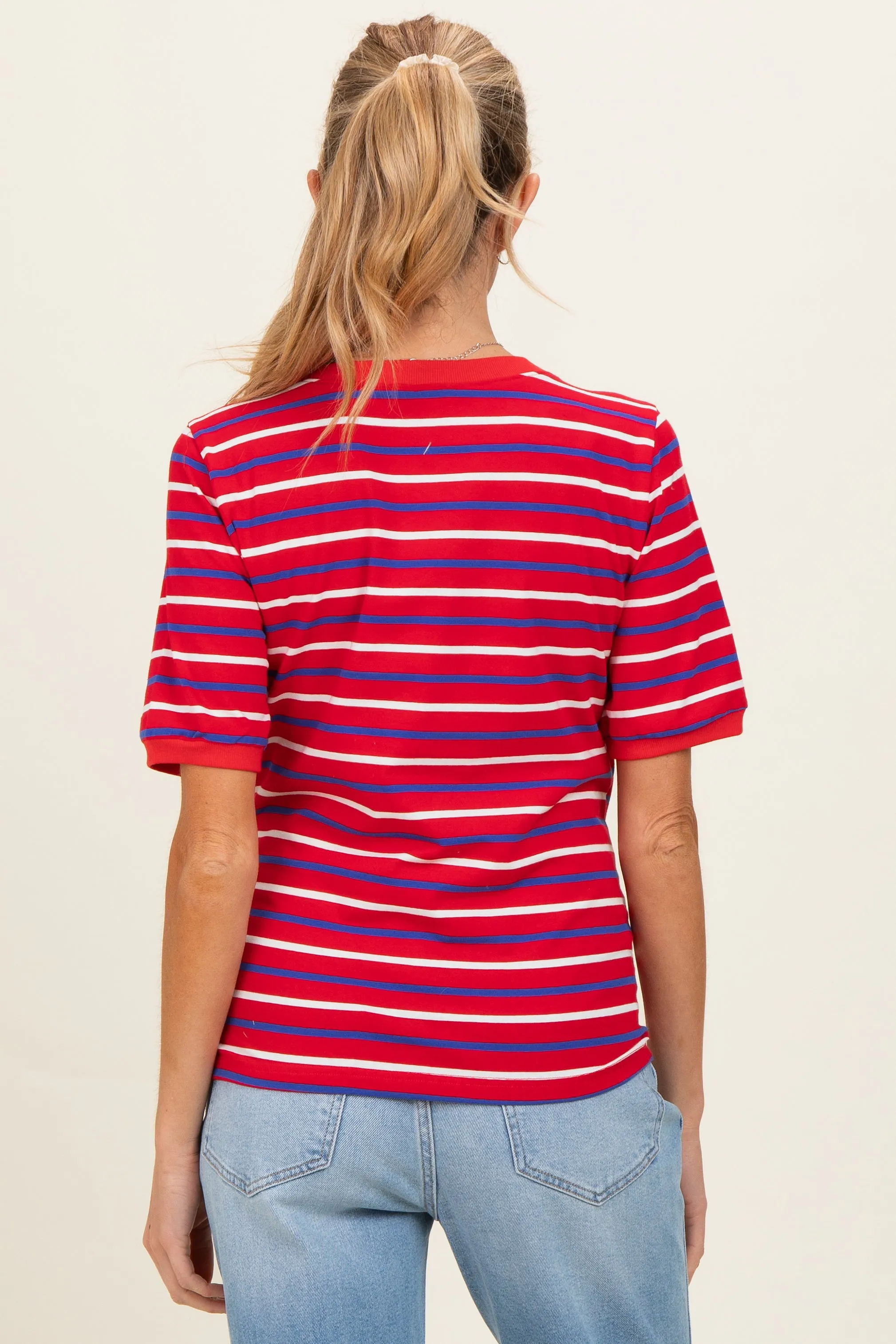 Red Striped Maternity Short Sleeve Top sold by Pinkblush product image thumbnail 3