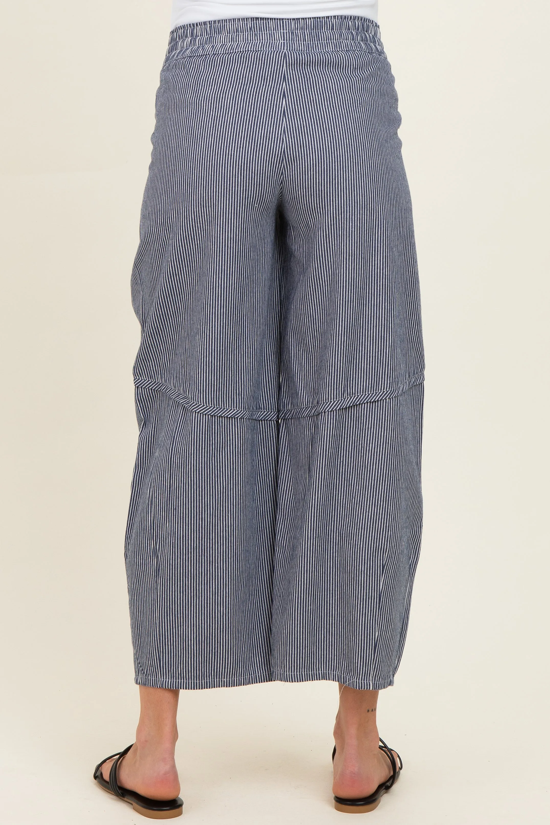 Navy Striped Relaxed Fit Maternity Pants sold by Pinkblush product image thumbnail 5