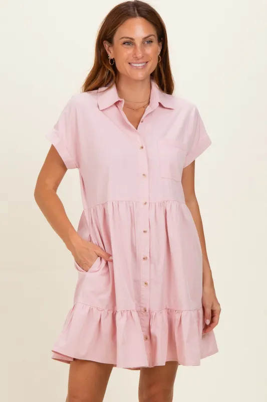 Rose Quartz Button Down Mini Dress made by Pinkblush