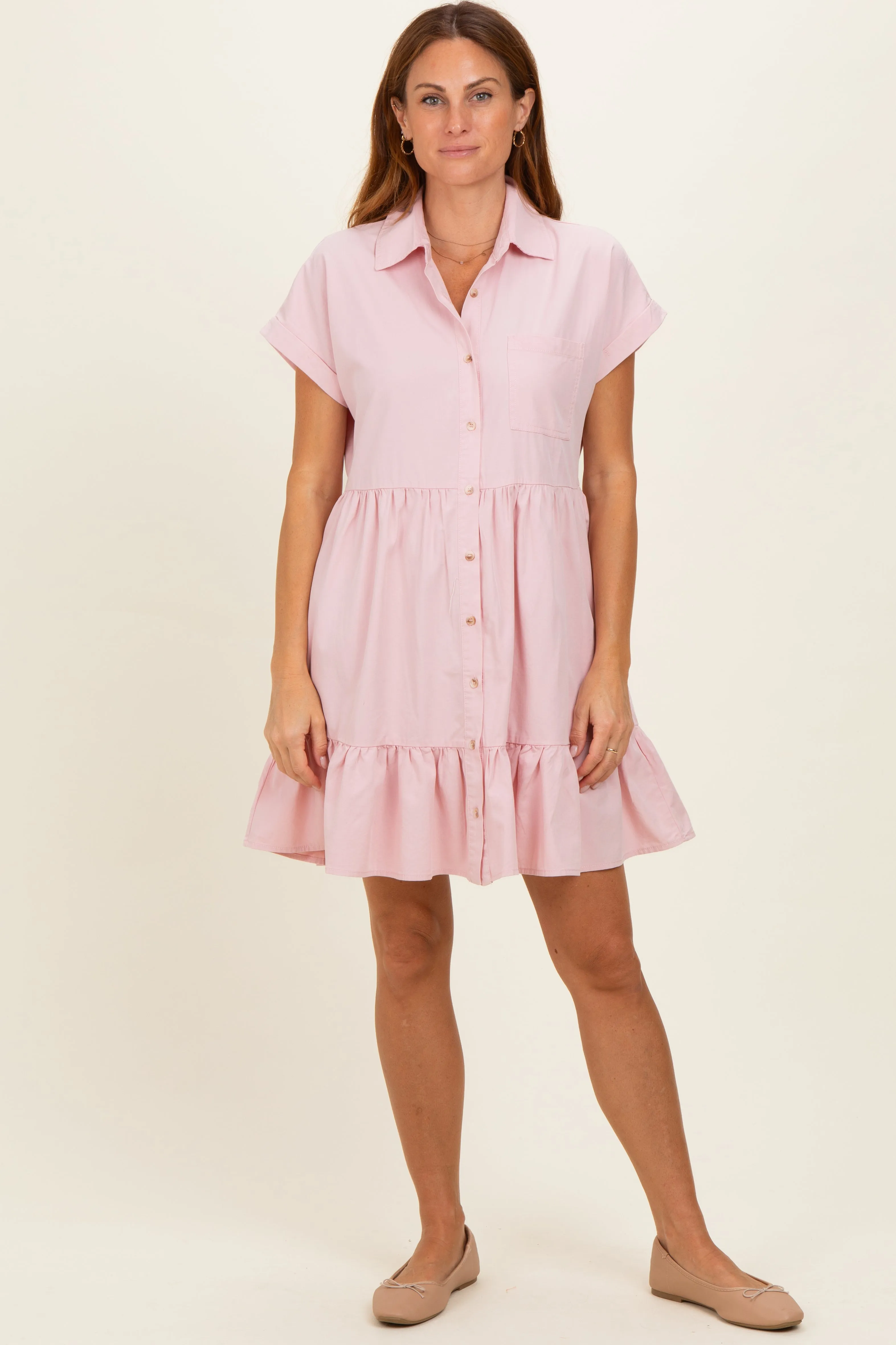 Rose Quartz Button Down Mini Dress sold by Pinkblush product image thumbnail 2