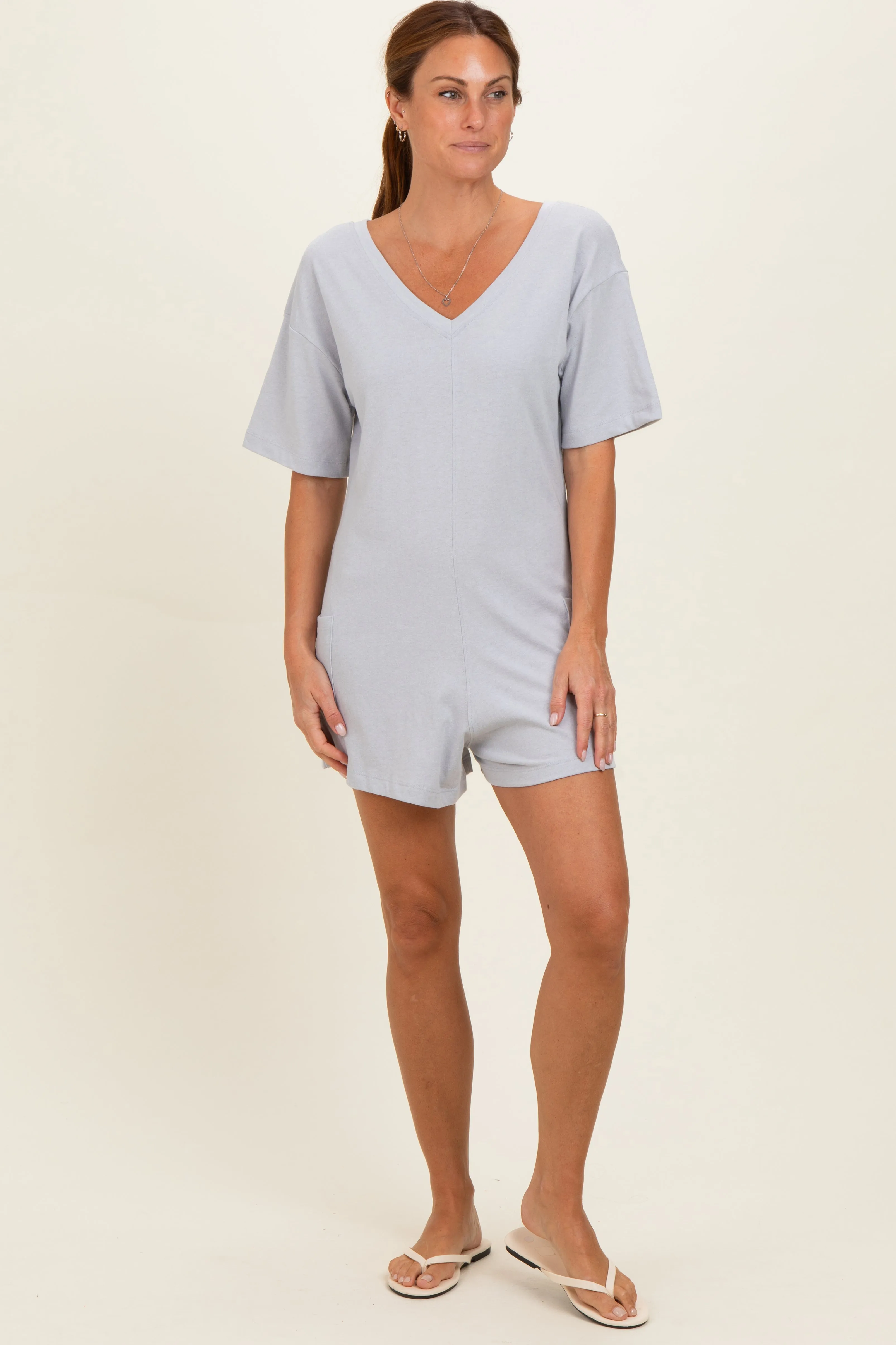 Heather Grey Scoop Neck Romper sold by Pinkblush product image thumbnail 2