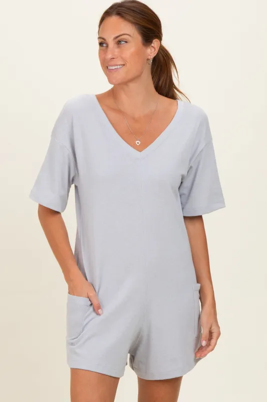 Heather Grey  Scoop Neck Romper made by Zenana Outfitters