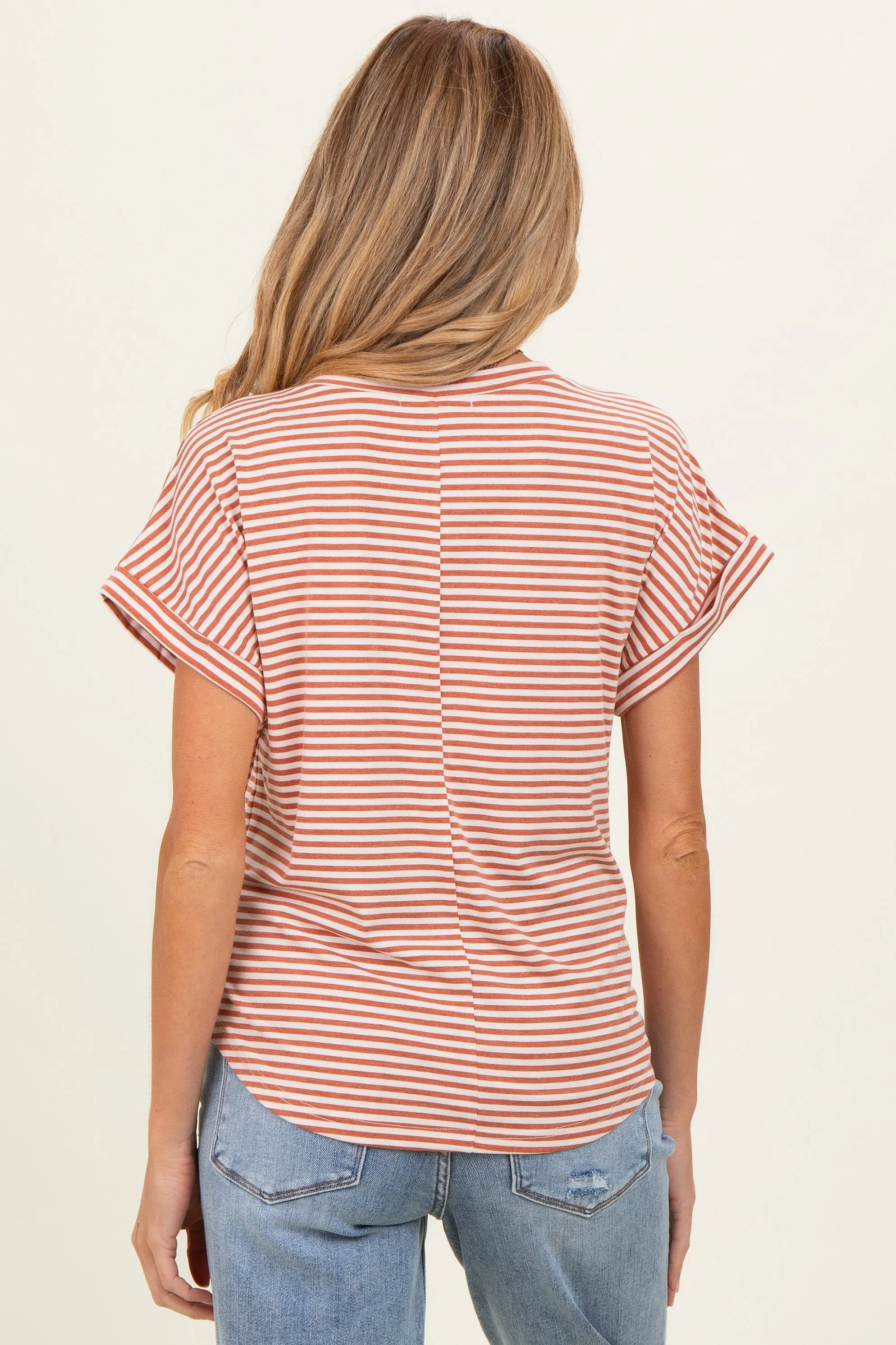 Copper Striped Short Sleeve Maternity Top sold by Pinkblush product image thumbnail 3
