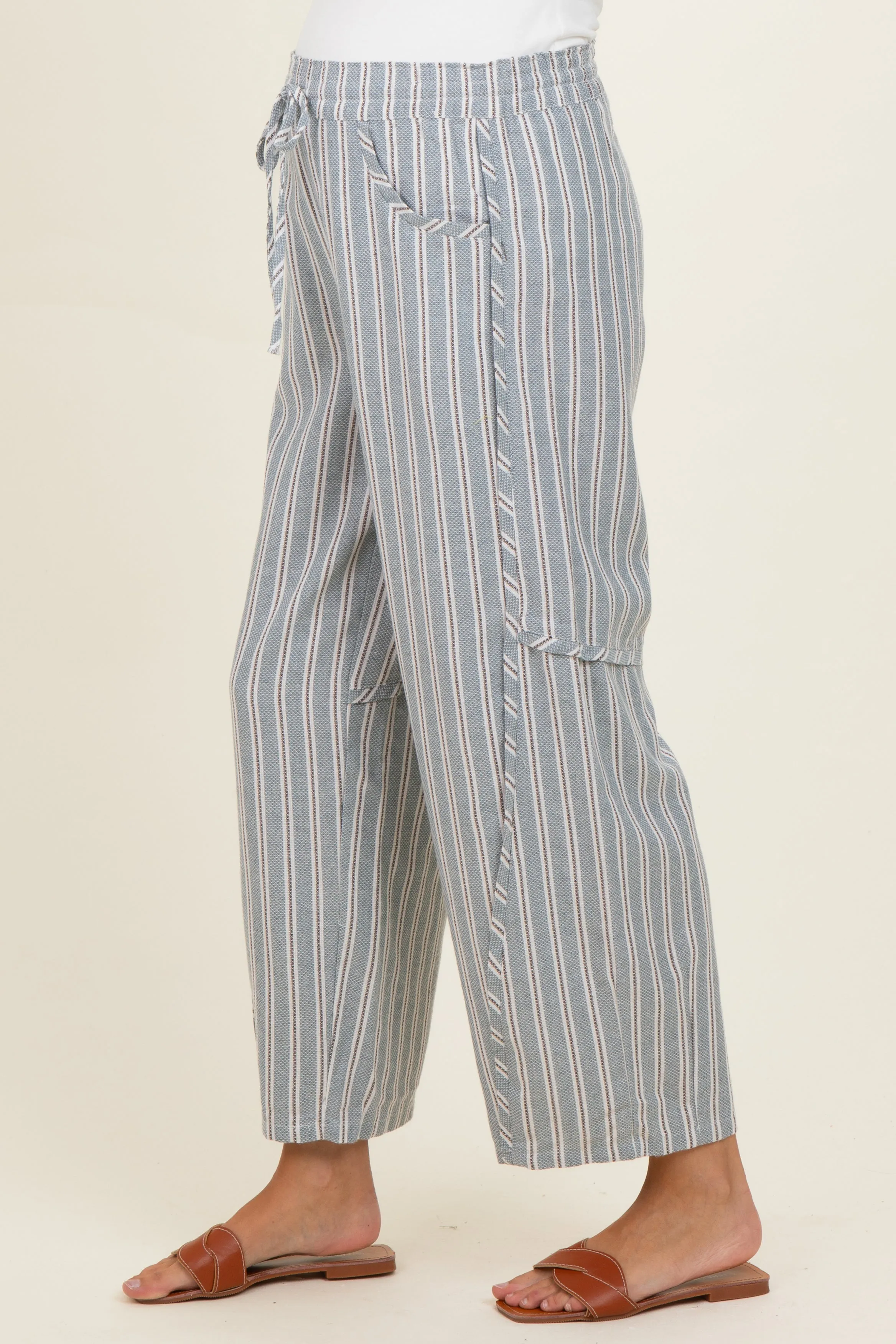 Seafoam Washed Striped Maternity Pants sold by Pinkblush product image thumbnail 3