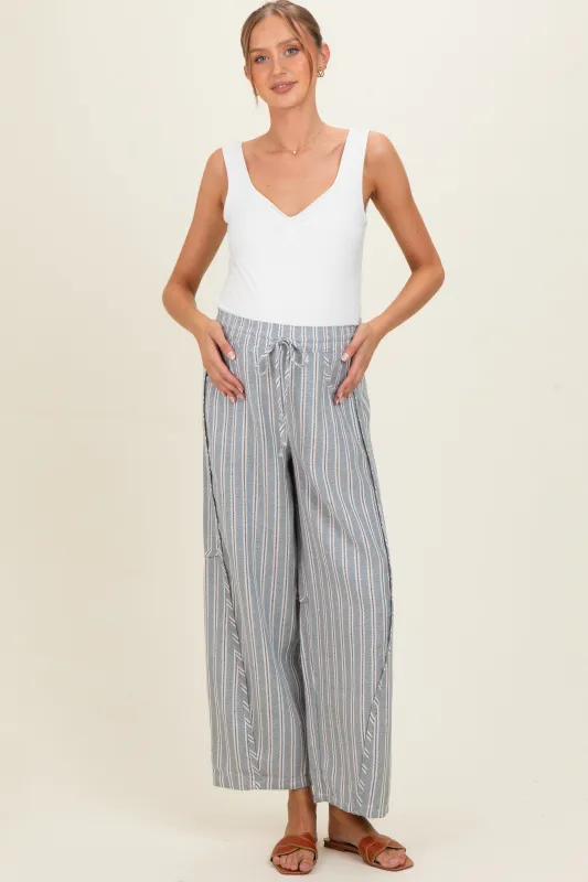 Seafoam Washed Striped Maternity Pants made by Pinkblush