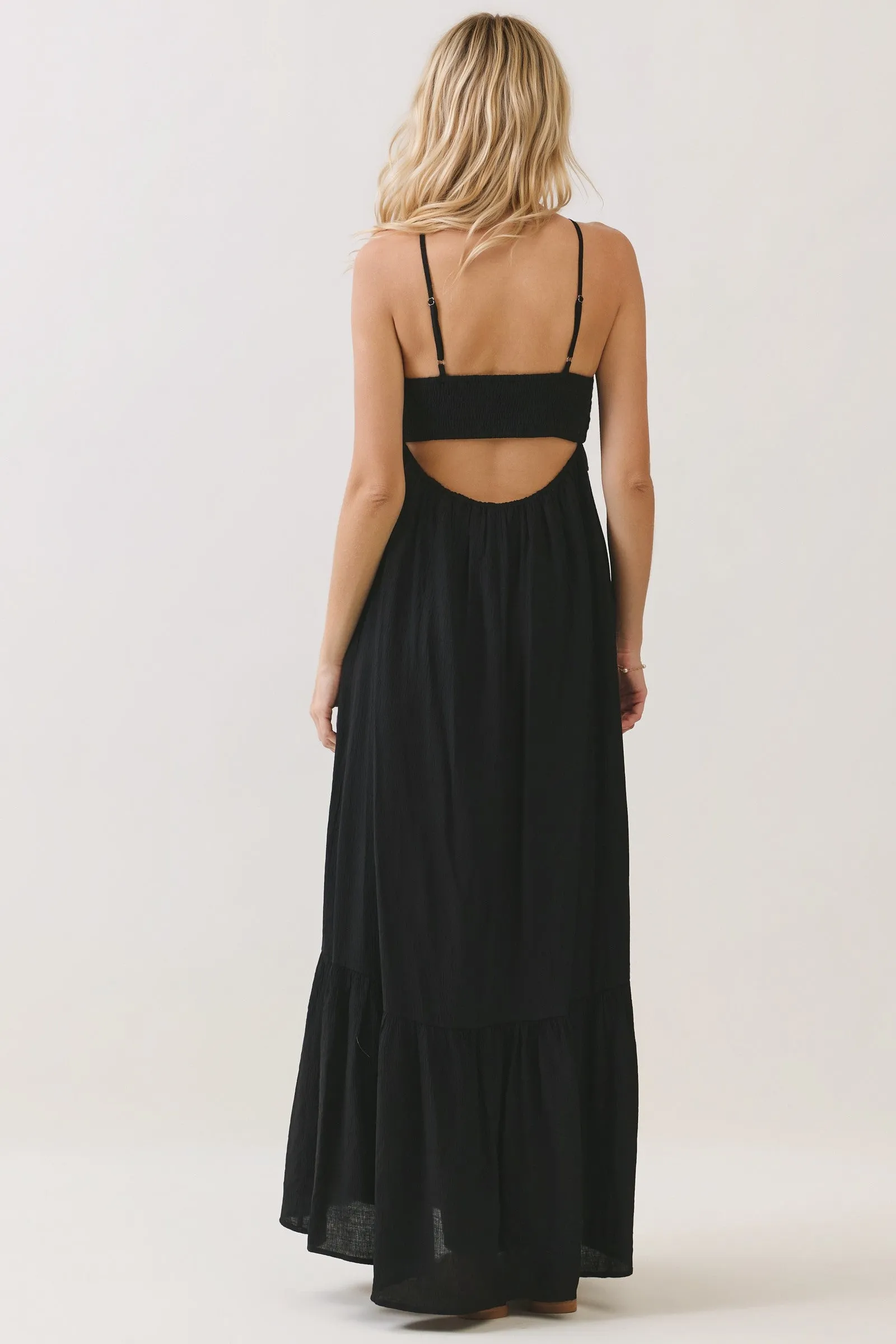 Black Halter Neck Tiered Cutout Maxi Dress sold by Pinkblush product image thumbnail 3