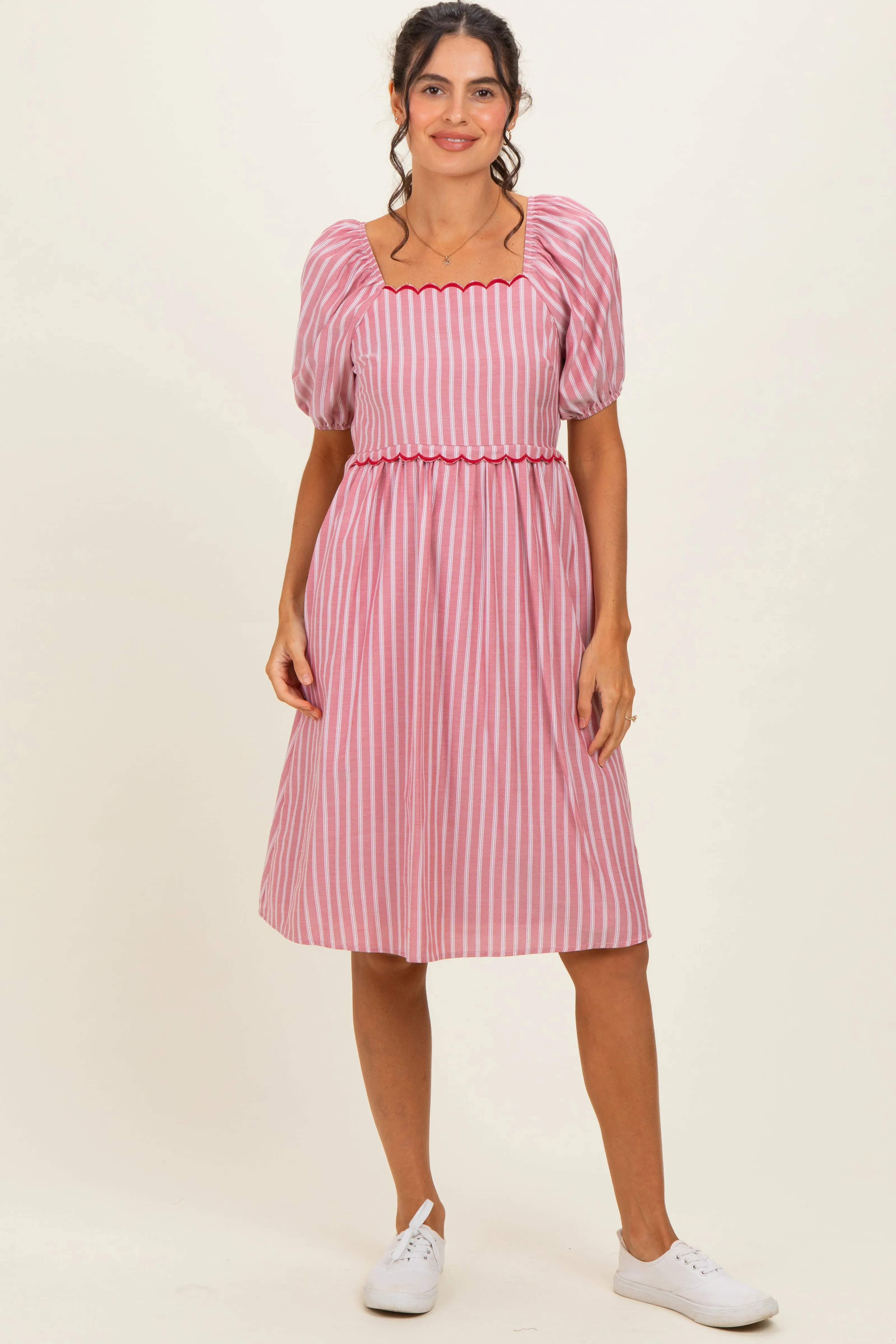 Red Gingham Square Neck Maternity Dress sold by Pinkblush product image thumbnail 3