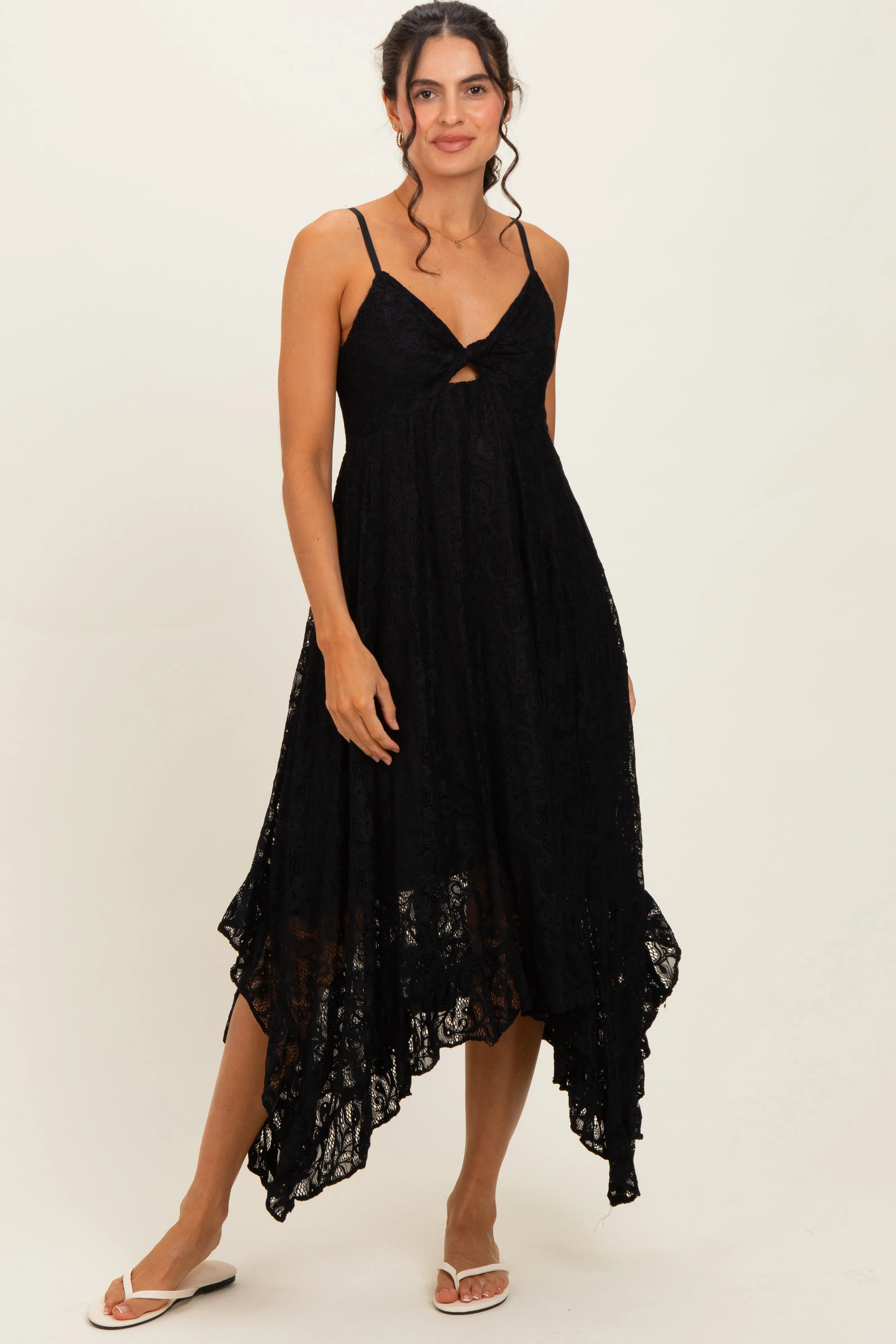 Black Twist Front Lace Maternity Maxi Dress sold by Pinkblush product image thumbnail 4