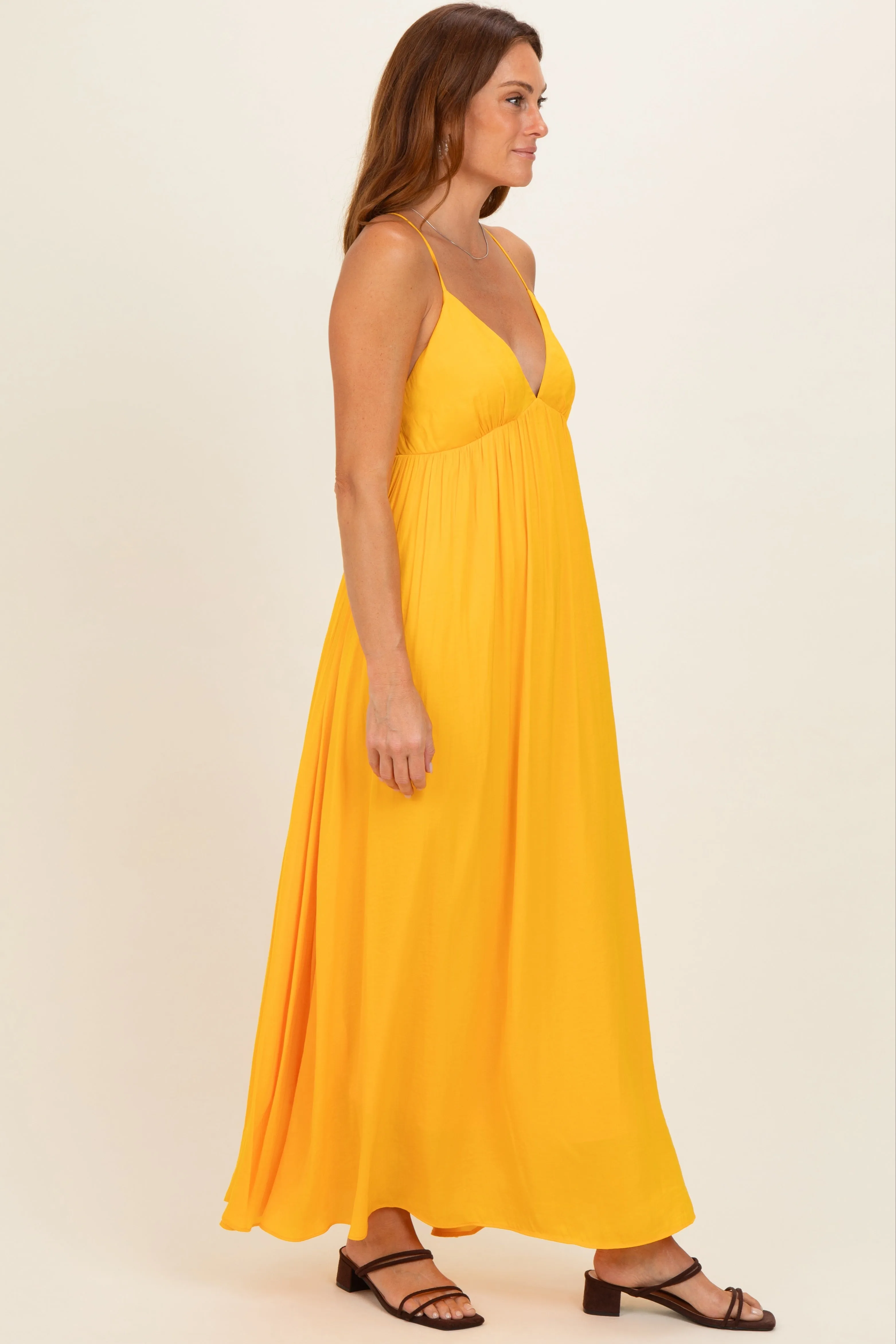 Sunflower V-Neck Open Back Maxi Dress sold by Pinkblush product image thumbnail 2
