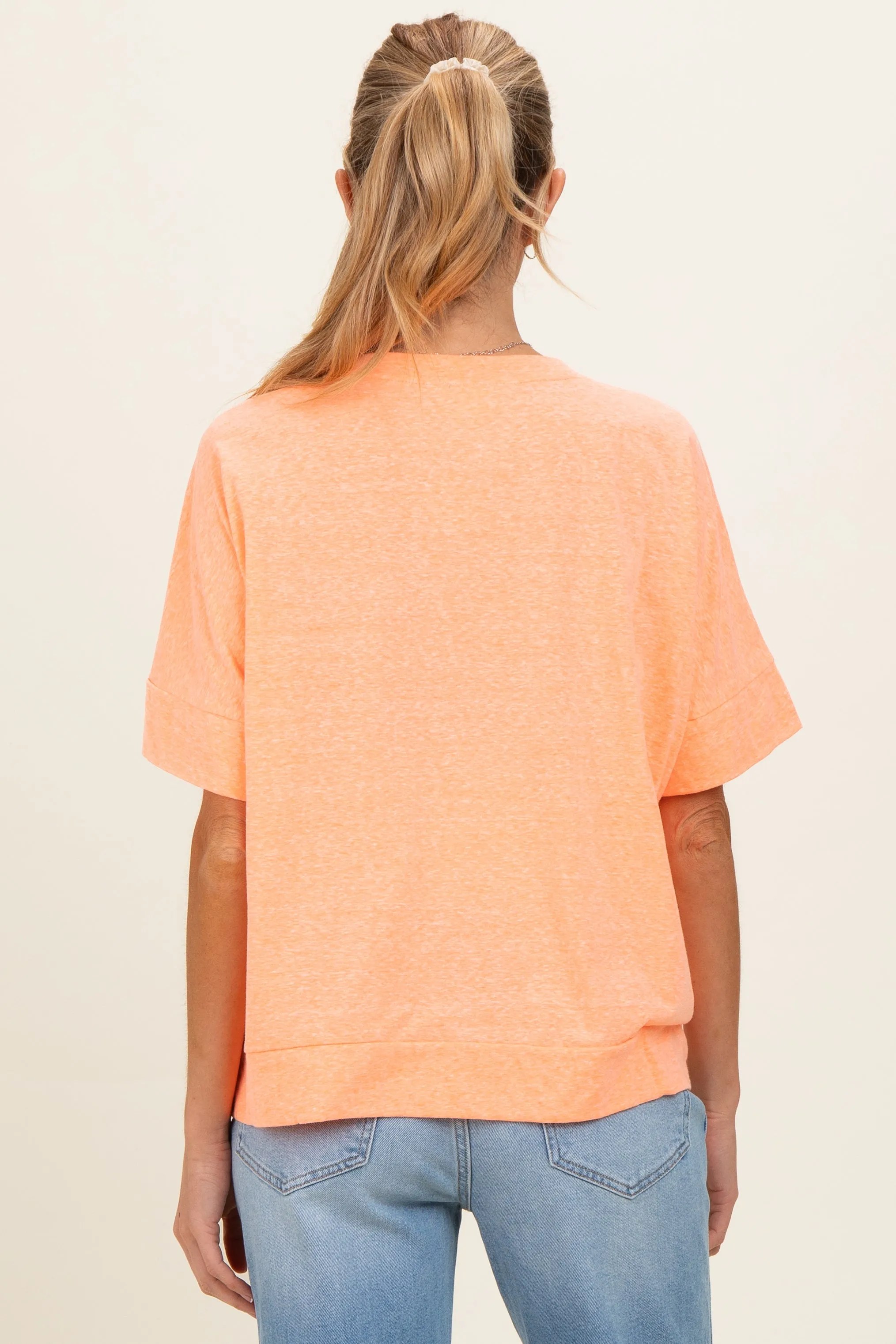 Neon Coral Oversized Maternity Short Sleeve Top sold by Pinkblush product image thumbnail 4