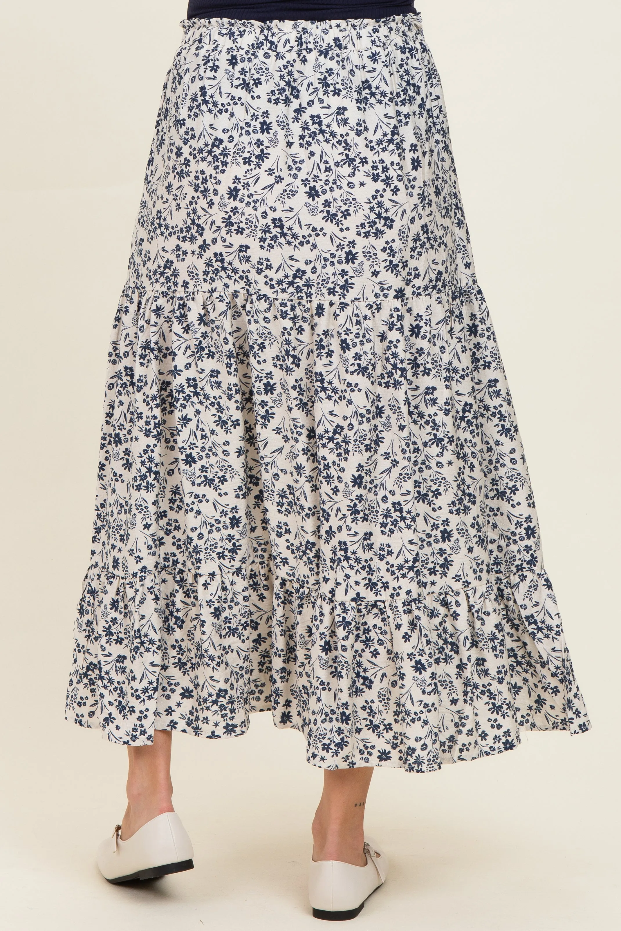 Cream Tiered Floral Print Maternity Maxi Skirt sold by Pinkblush product image thumbnail 4