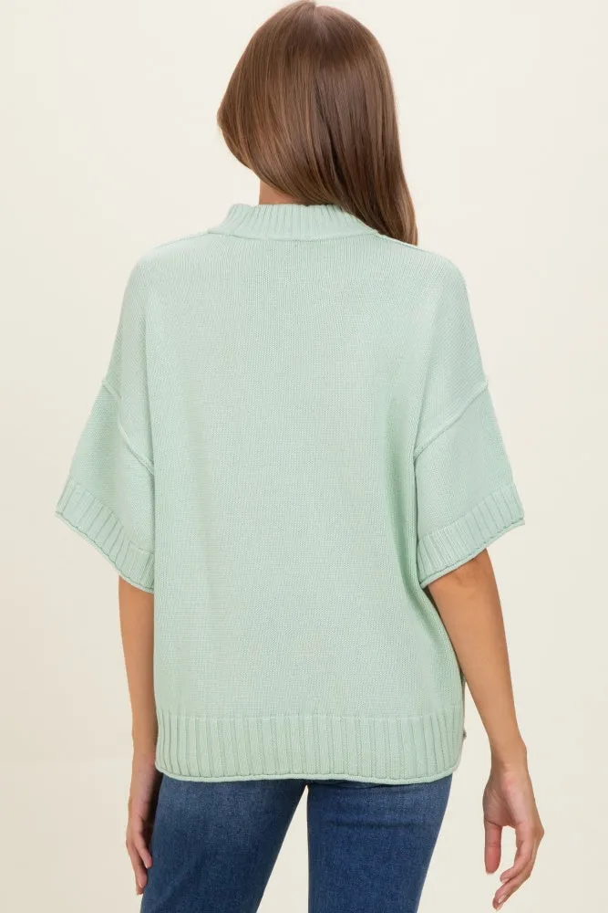 Mint Oversized Mock Neck Short Sleeve Maternity Sweater sold by Pinkblush product image thumbnail 4