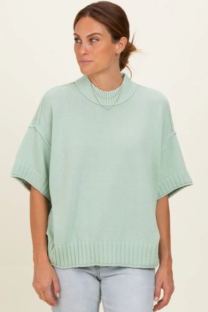 Mint Oversized Mock Neck Short Sleeve Maternity Sweater sold by Pinkblush product image thumbnail 5