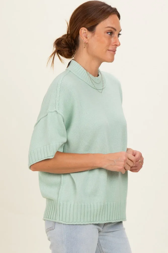 Mint Oversized Mock Neck Short Sleeve Sweater sold by Pinkblush product image thumbnail 3