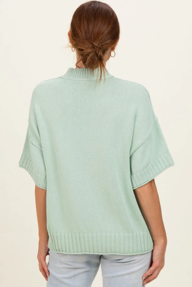 Mint Oversized Mock Neck Short Sleeve Sweater sold by Pinkblush product image thumbnail 4