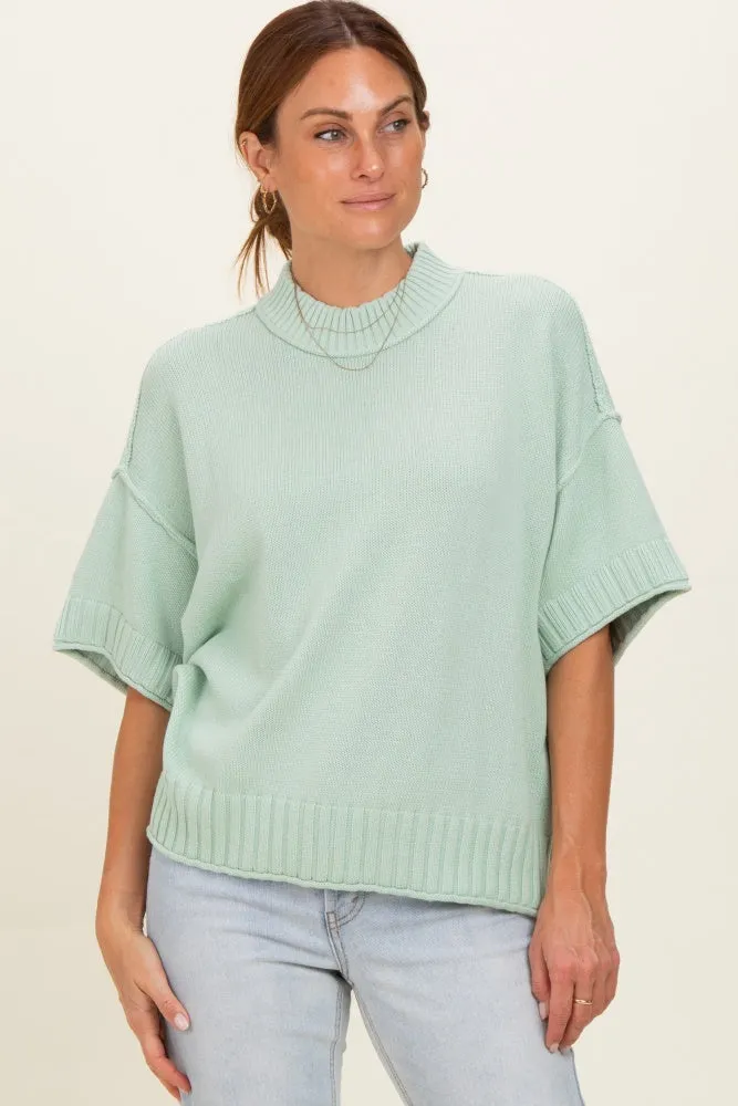 Mint Oversized Mock Neck Short Sleeve Sweater sold by Pinkblush product image thumbnail 2
