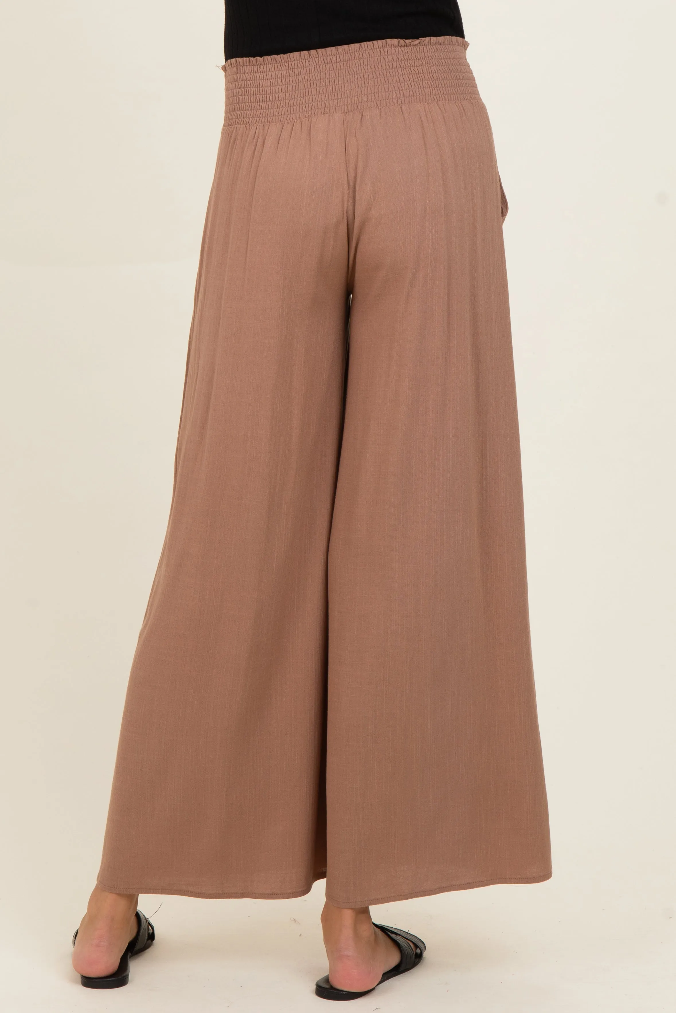 Cocoa Smocked Waistband Wide Leg Maternity Lounge Pants sold by Pinkblush product image thumbnail 4