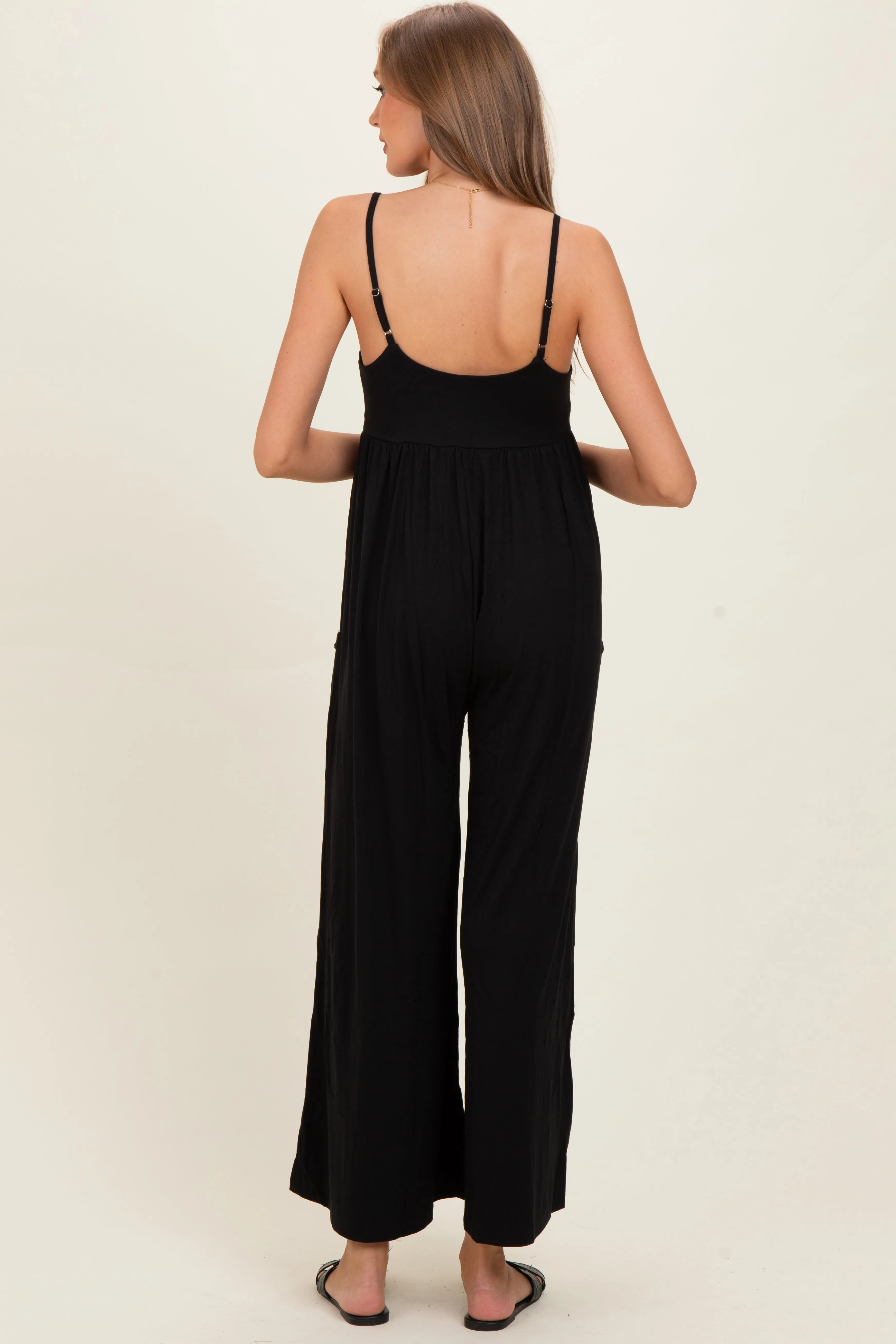 Black Sleeveless Wide Leg Maternity Jumpsuit sold by Pinkblush product image thumbnail 3