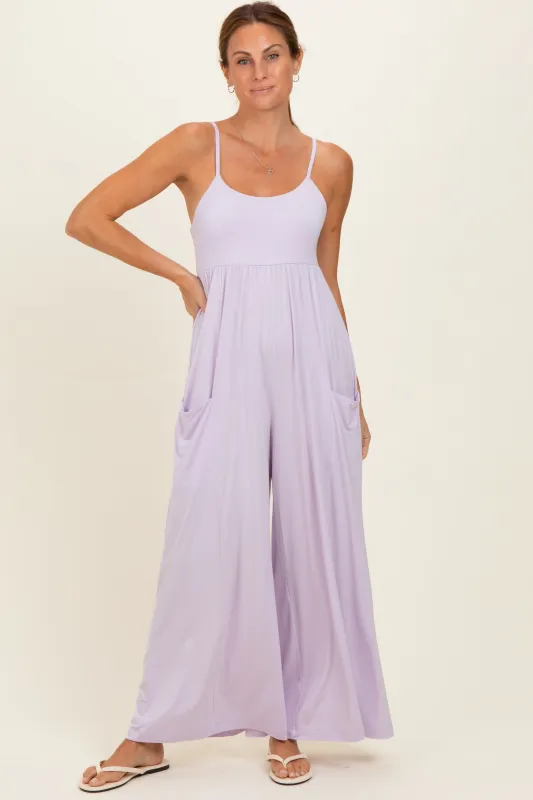 Petal Lilac Sleeveless Wide Leg Jumpsuit made by Rae Mode