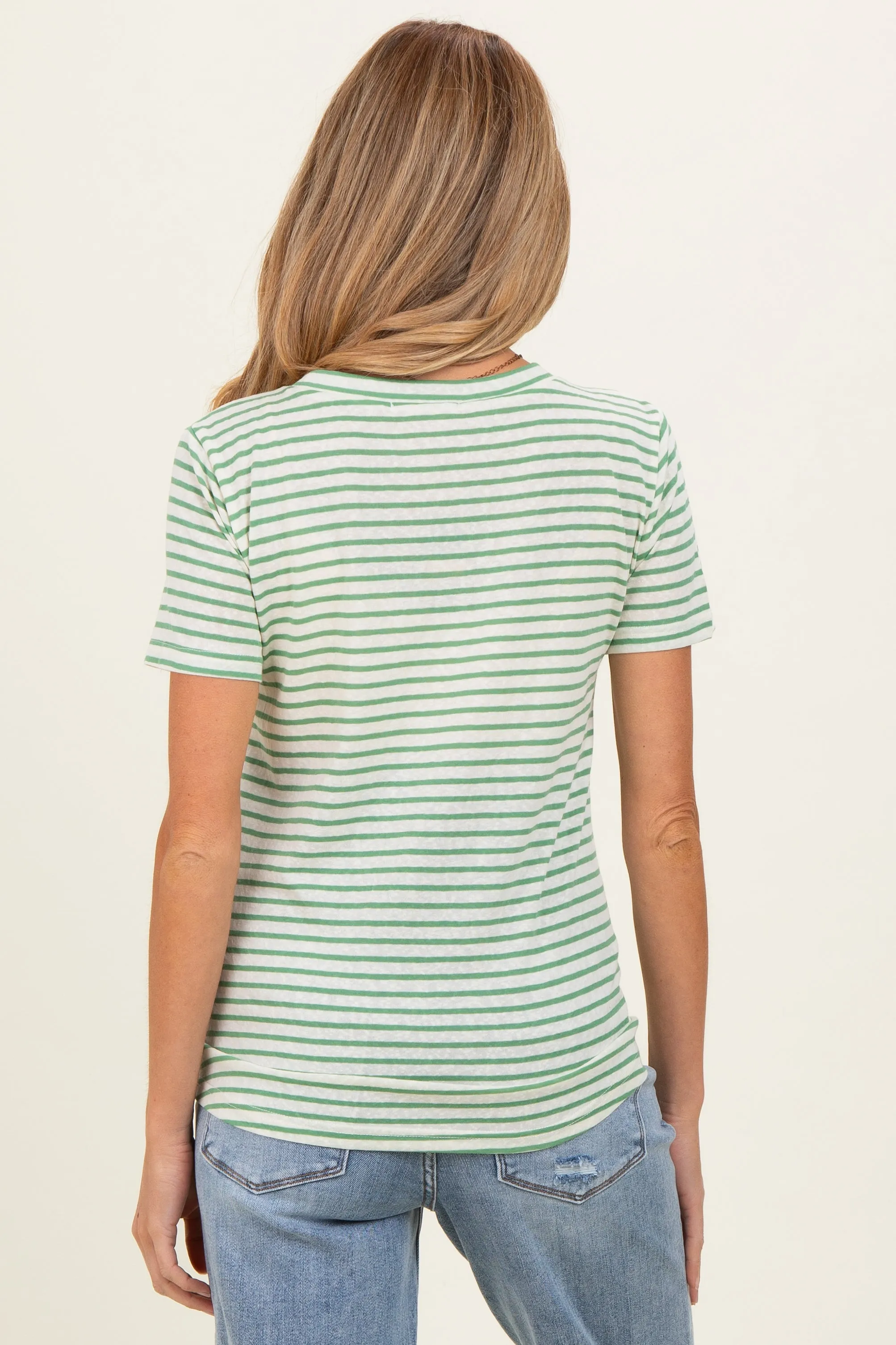 Green Striped Maternity Short Sleeve Top sold by Pinkblush product image thumbnail 4