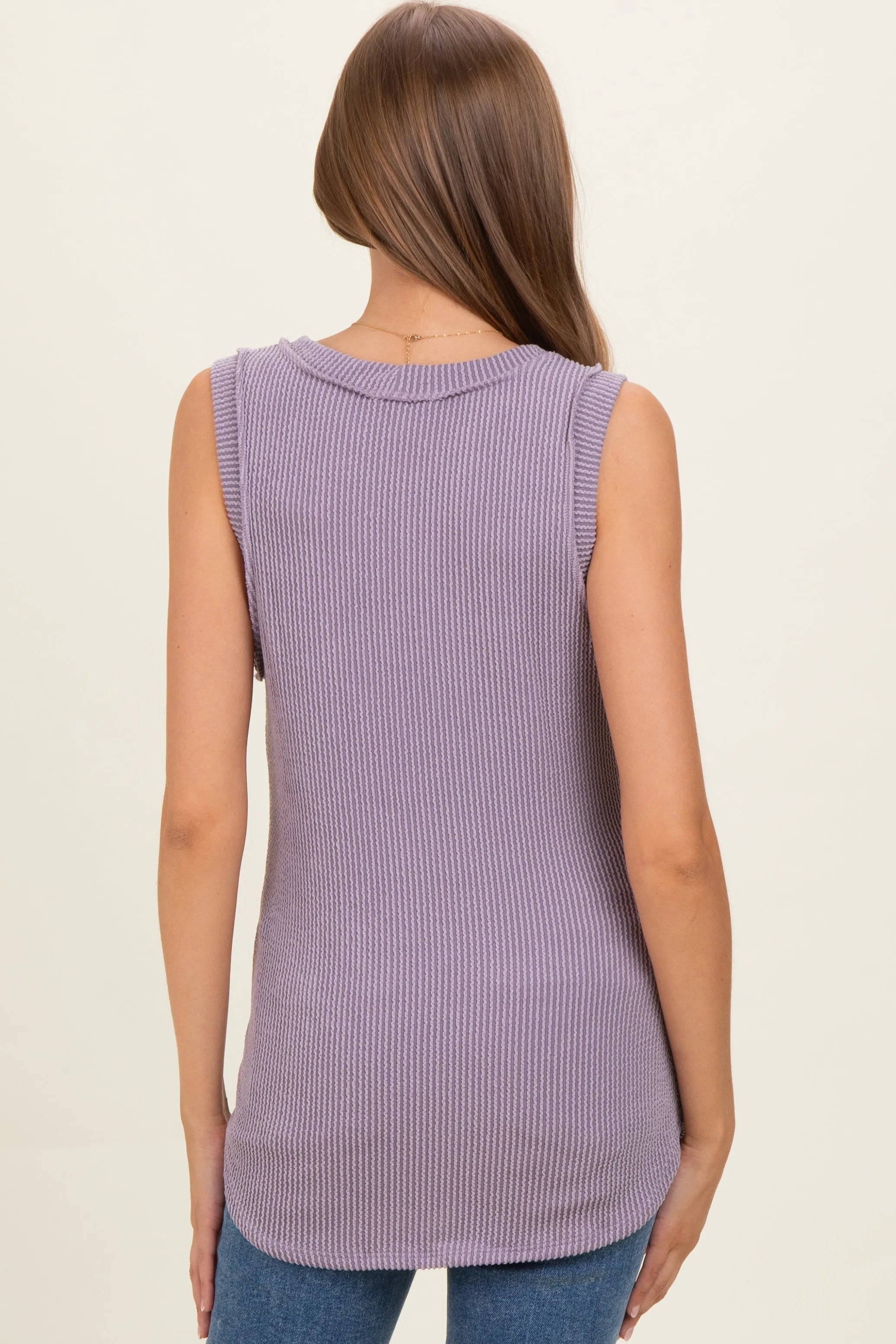 Lavender Ribbed Sleeveless Maternity Top sold by Pinkblush product image thumbnail 3