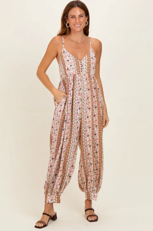 Lemongrass Floral Harem Leg Jumpsuit made by Pinkblush