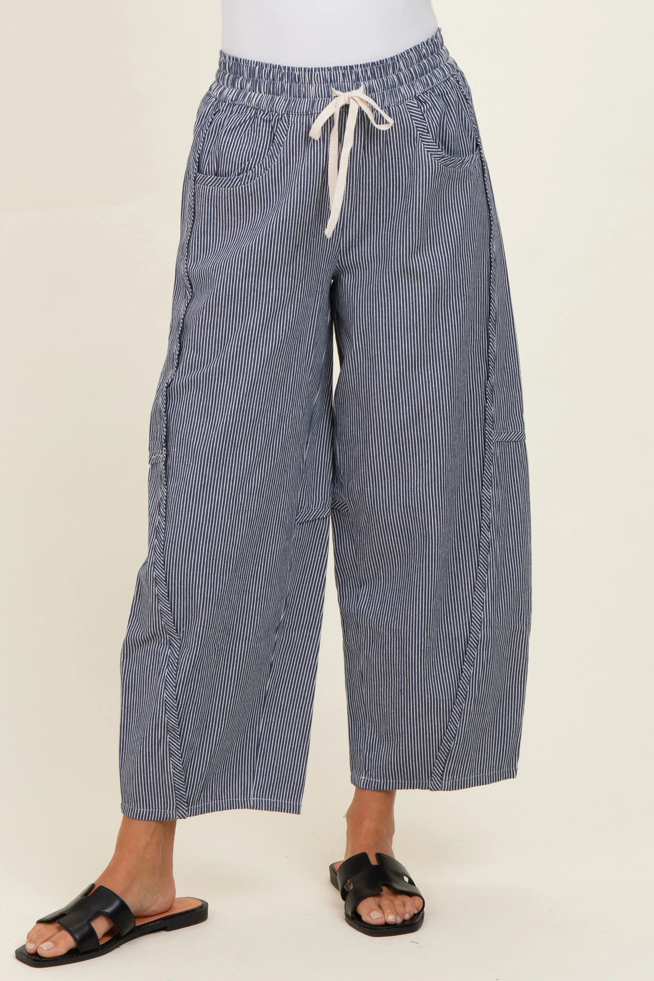 Navy Striped Relaxed Fit Pants sold by Pinkblush product image thumbnail 2