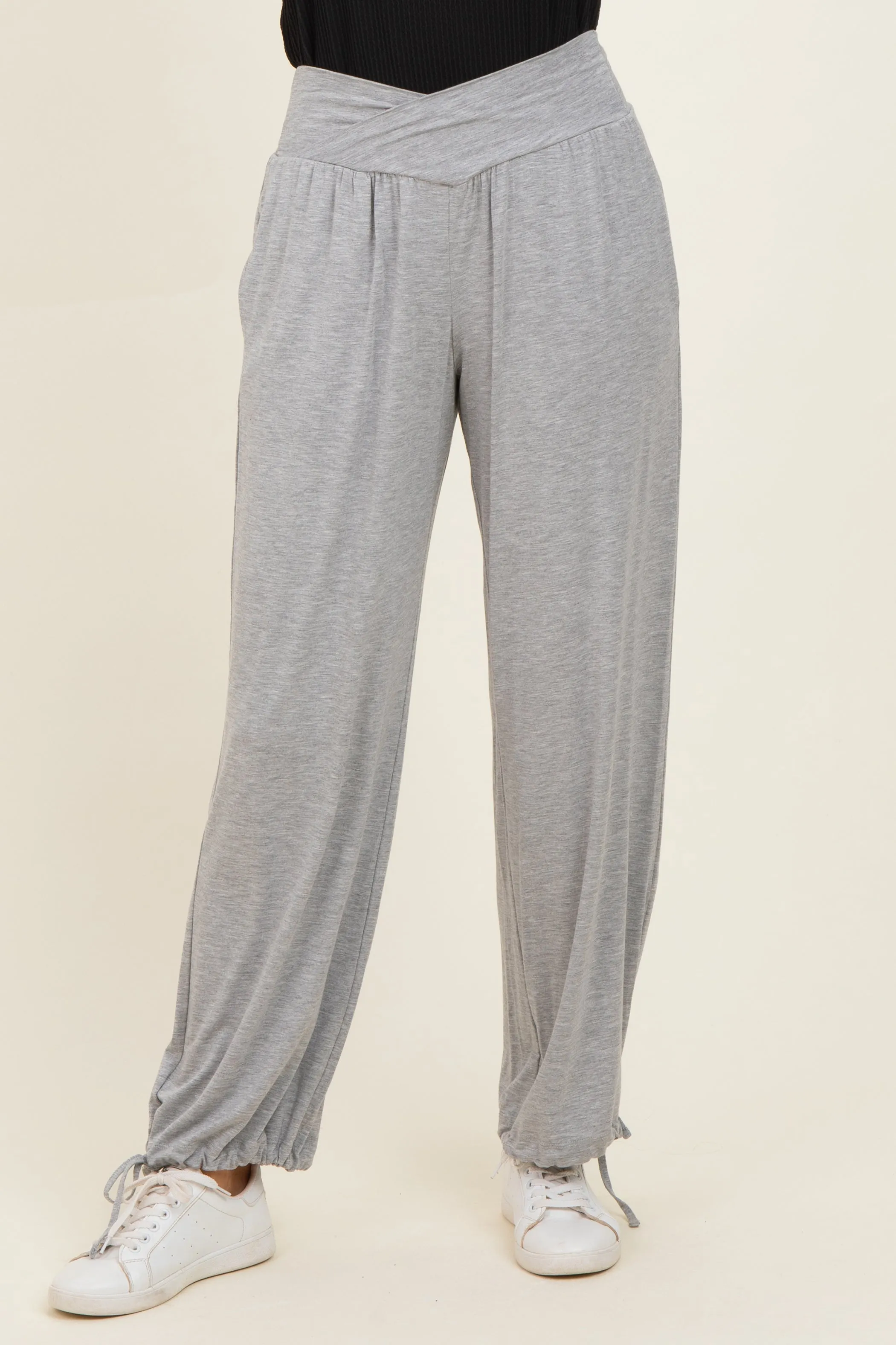 Heather Grey Crossover Waist Pants sold by Pinkblush product image thumbnail 2