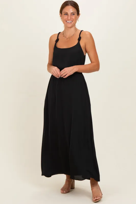 Black Sleeveless Flower Belt Dress made by Naked Zebra