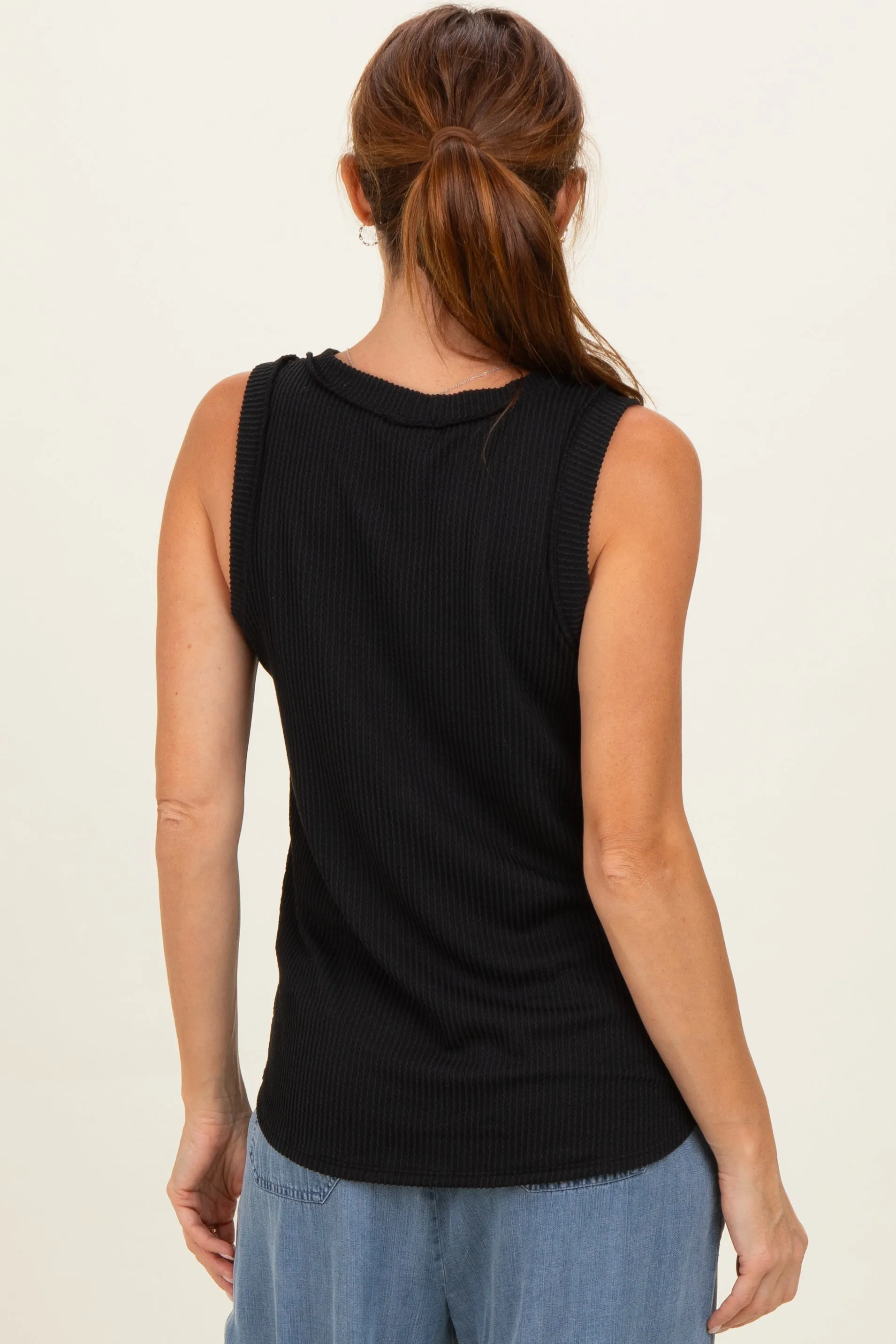 Black Ribbed Sleeveless Top sold by Pinkblush product image thumbnail 3