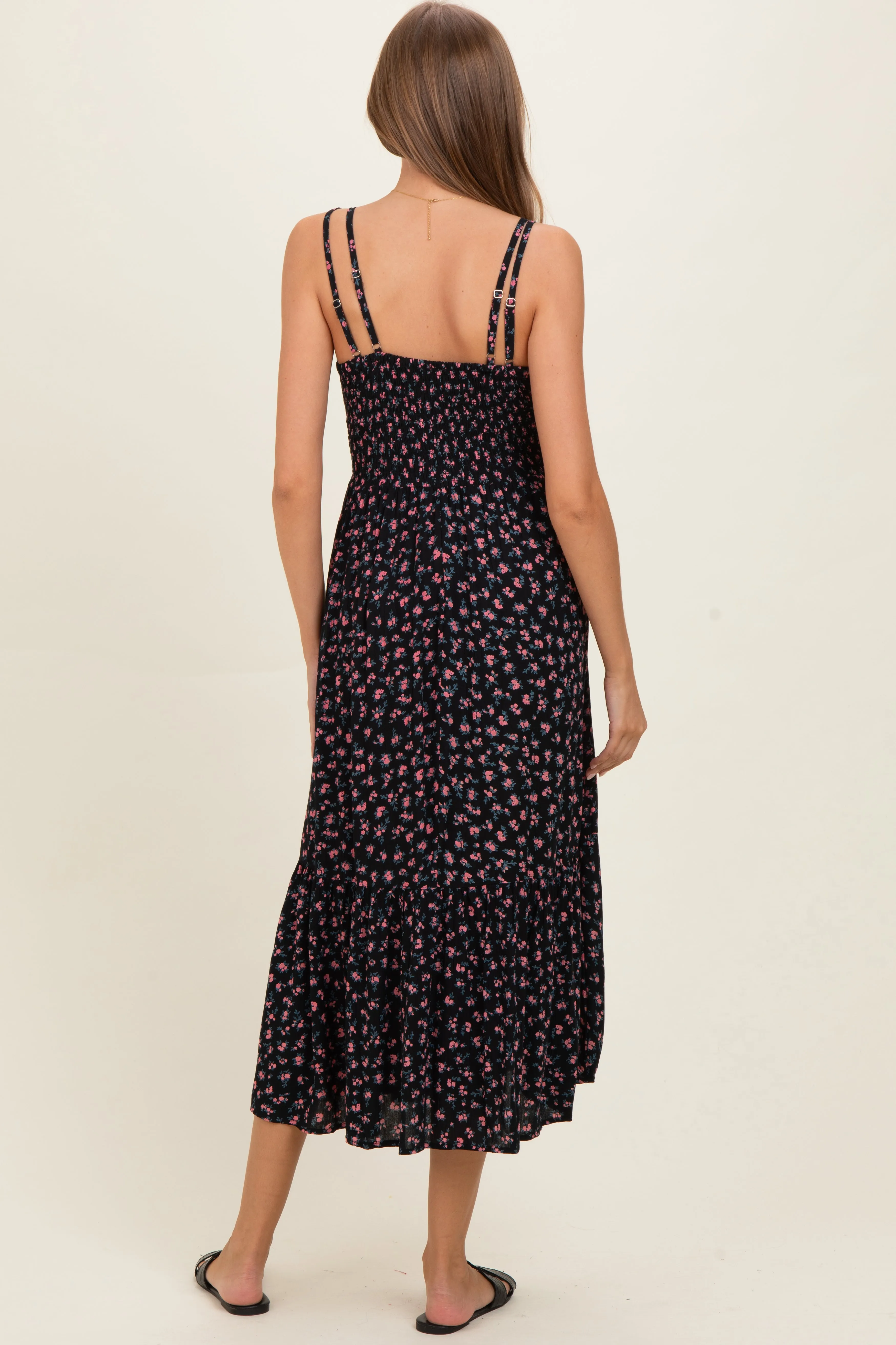 Black Floral Lace Detail Strappy Maternity Maxi Dress sold by Pinkblush product image thumbnail 3
