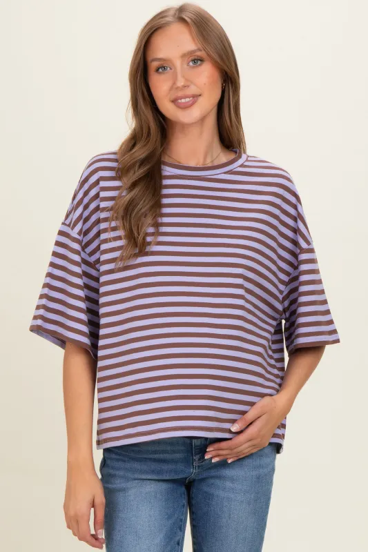 Violet Oversized Striped Maternity Boyfriend Tee made by Pinkblush