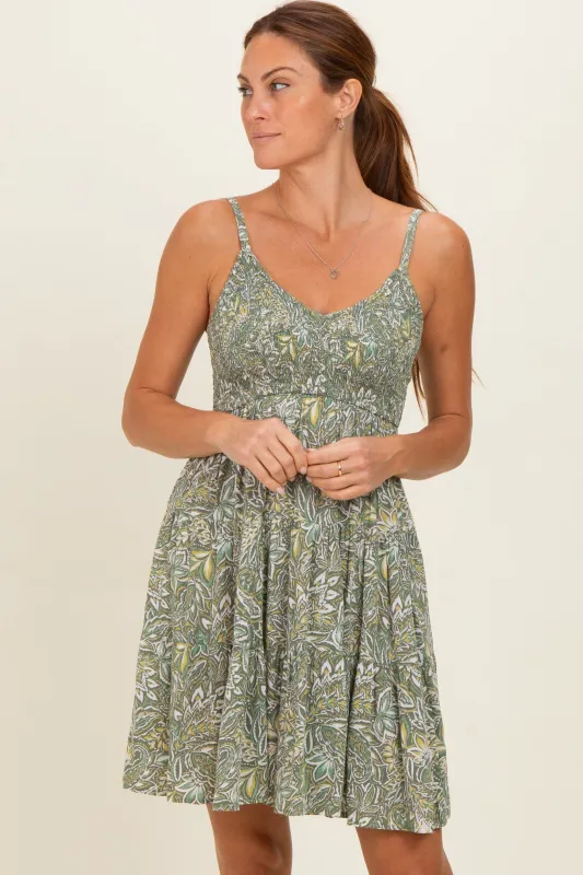 Green Floral Sleeveless Tiered Dress made by Angie