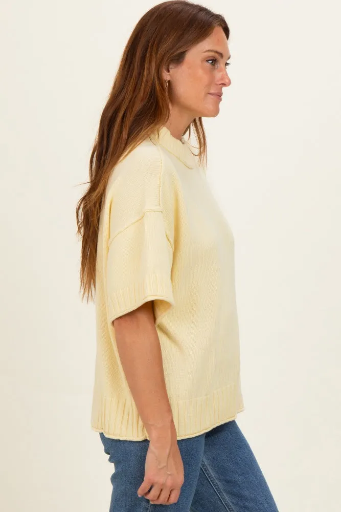 Banana Cream Oversized Mock Neck Short Sleeve Sweater sold by Pinkblush product image thumbnail 2