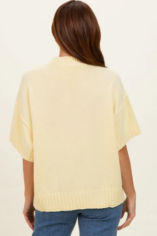 Banana Cream Oversized Mock Neck Short Sleeve Sweater sold by Pinkblush product image thumbnail 3