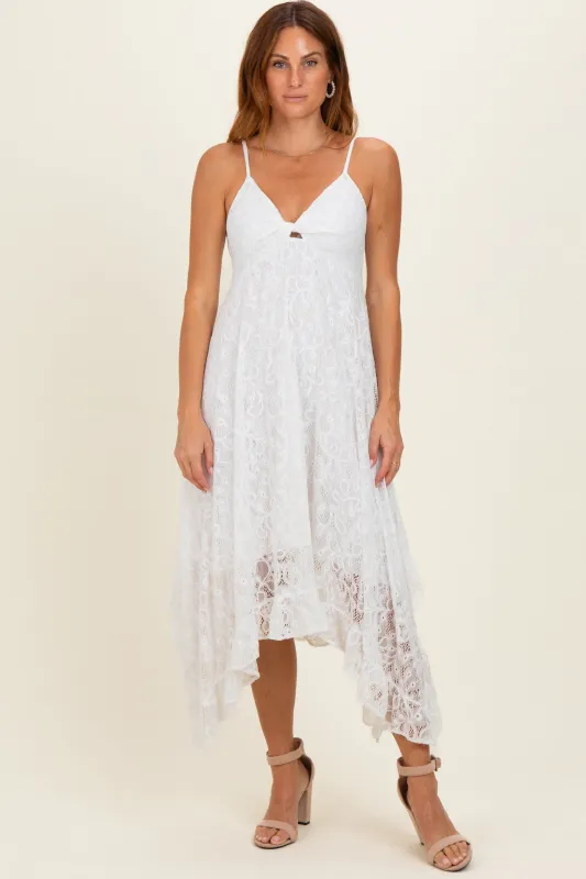 Ivory Twist Front Lace Maxi Dress made by Angie