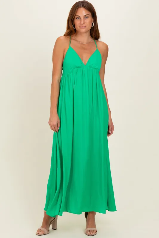 Peridot V-Neck Open Back Maxi Dress made by Naked Zebra