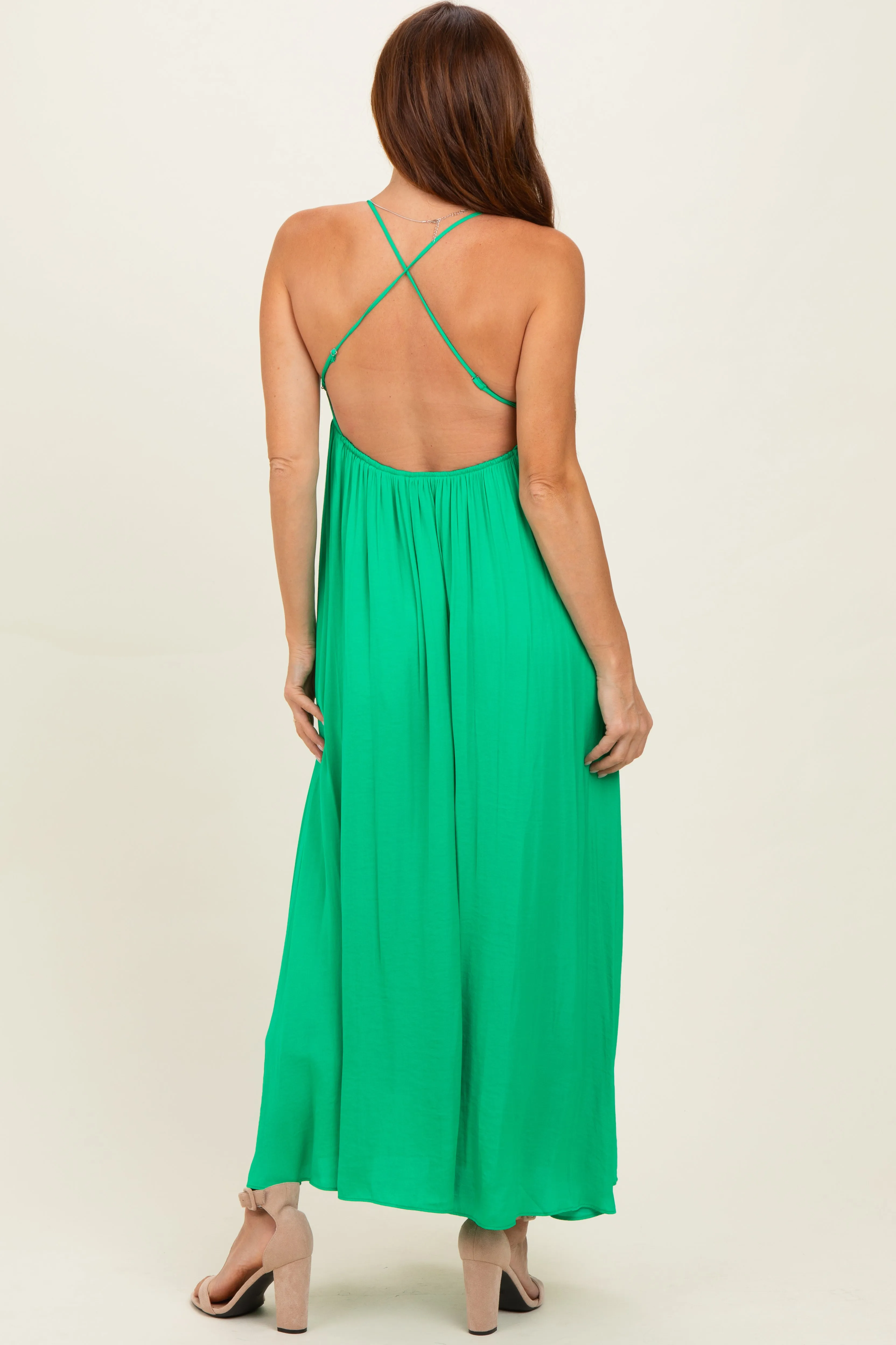 Peridot V-Neck Open Back Maxi Dress sold by Pinkblush product image thumbnail 3