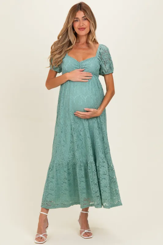 Sage Lace Maternity Maxi Dress made by Pinkblush