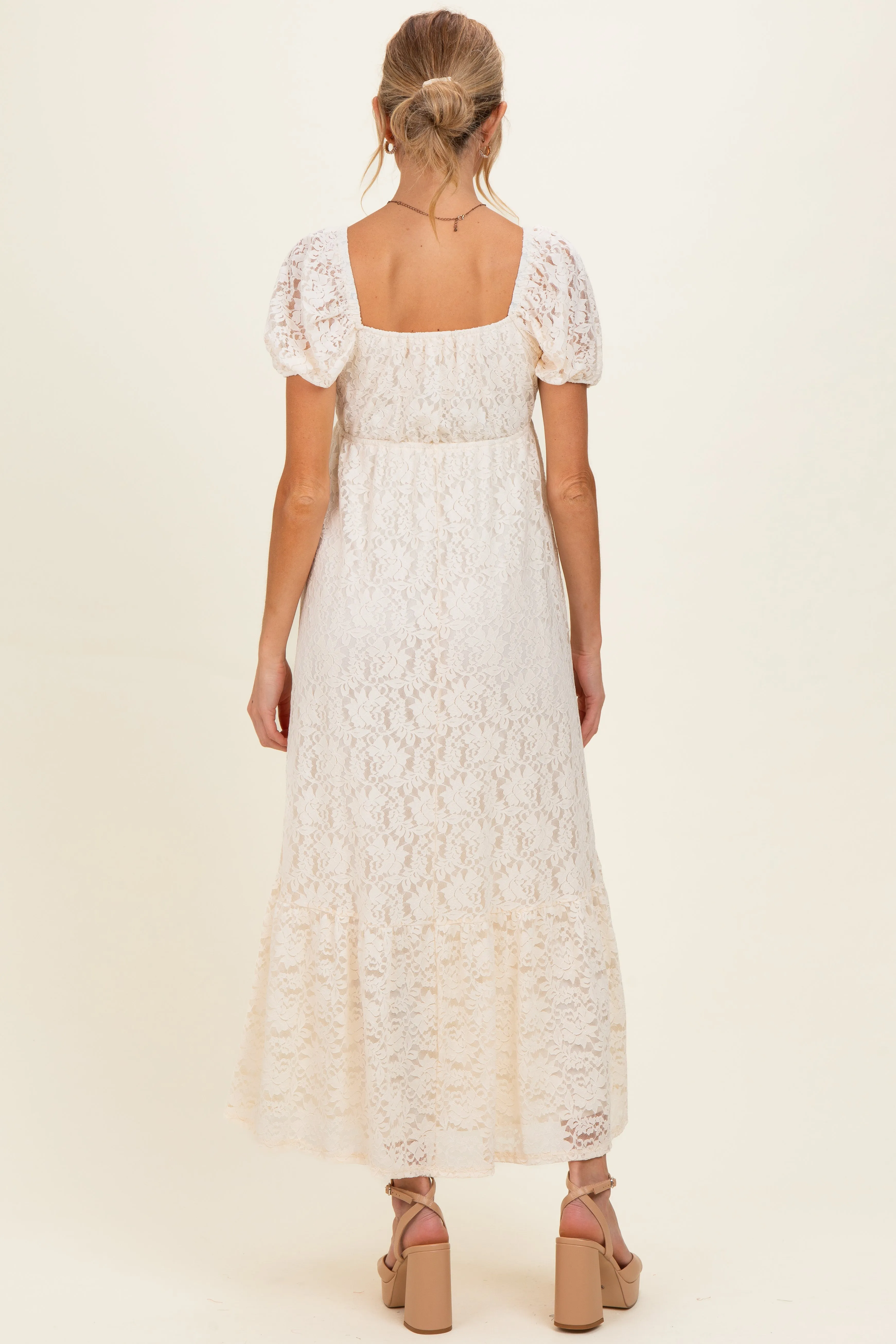 Ivory Lace Maternity Maxi Dress sold by Pinkblush product image thumbnail 3