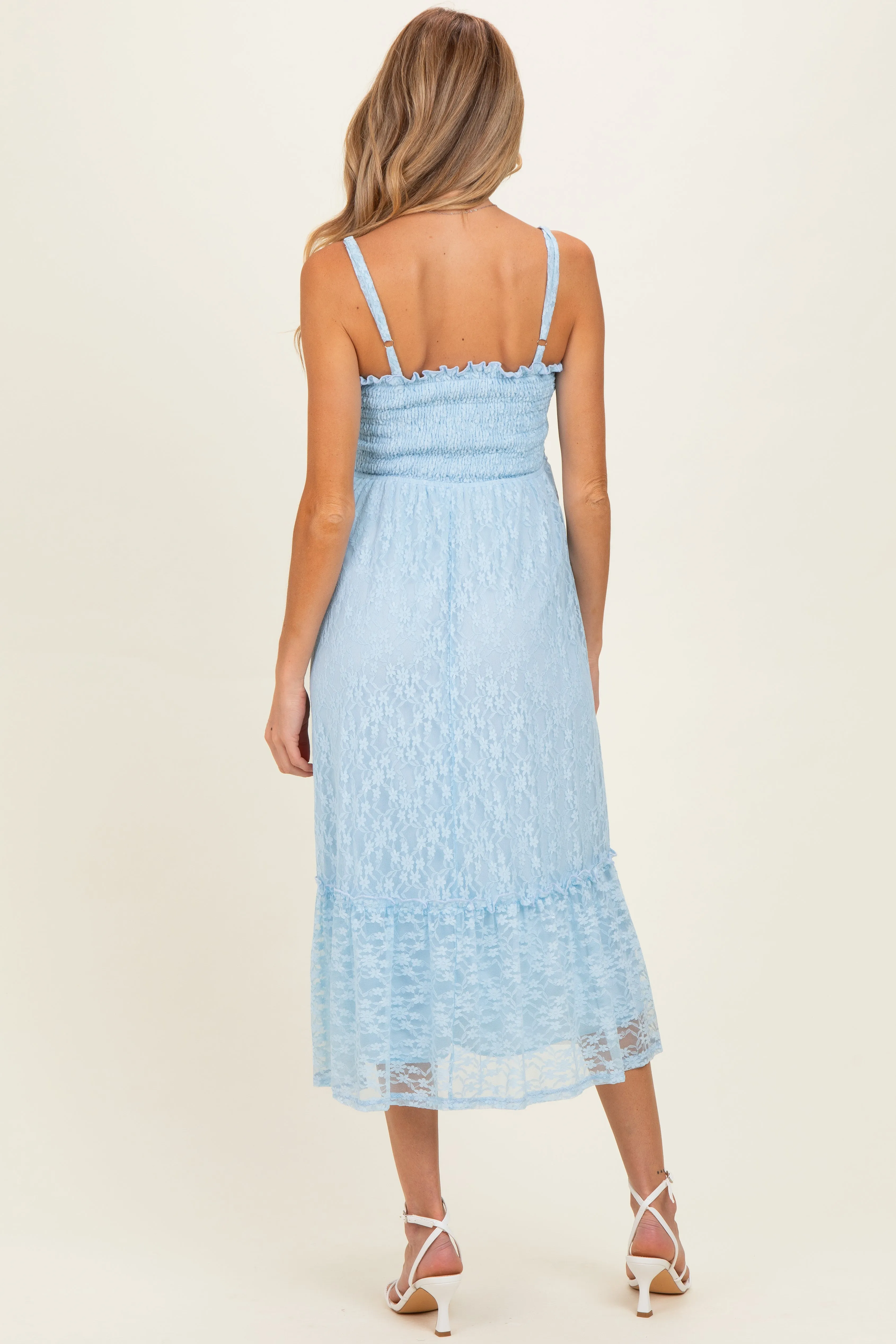 Light Blue Sleeveless Lace Maternity Maxi Dress sold by Pinkblush product image thumbnail 3