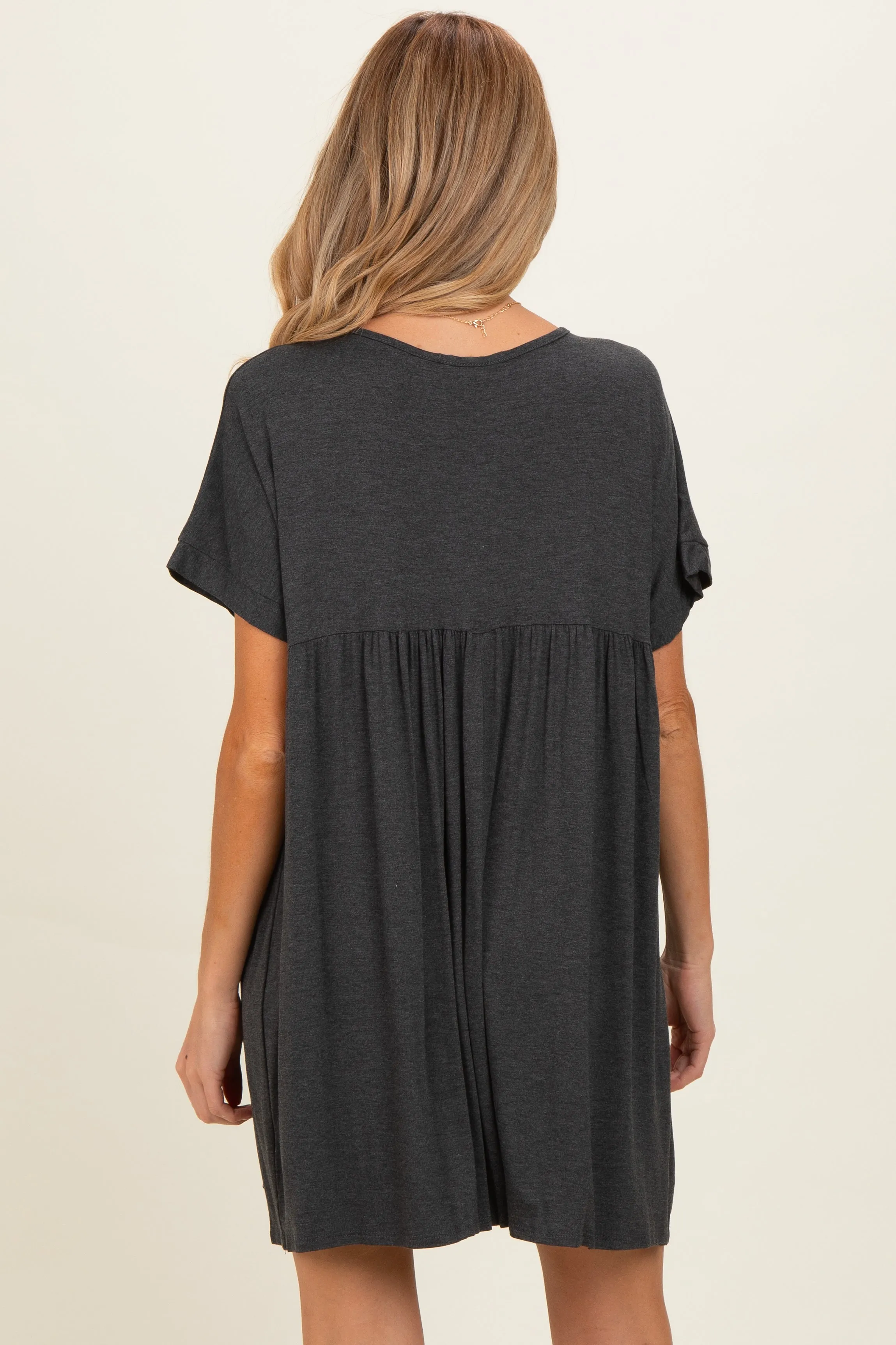 Charcoal V-Neck Basic Maternity Dress sold by Pinkblush product image thumbnail 3