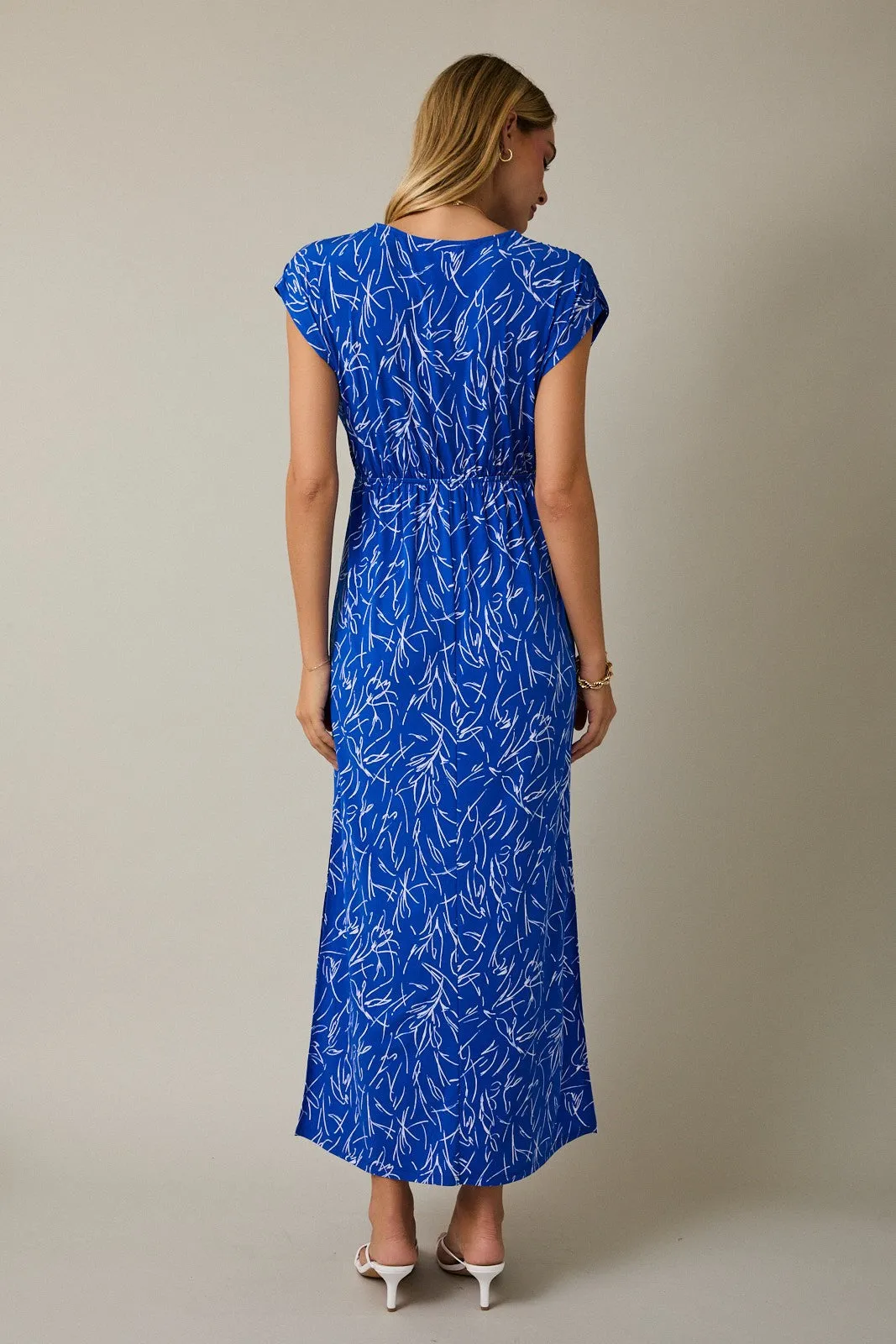 Royal Blue Printed Wrap Maxi Dress sold by Pinkblush product image thumbnail 4